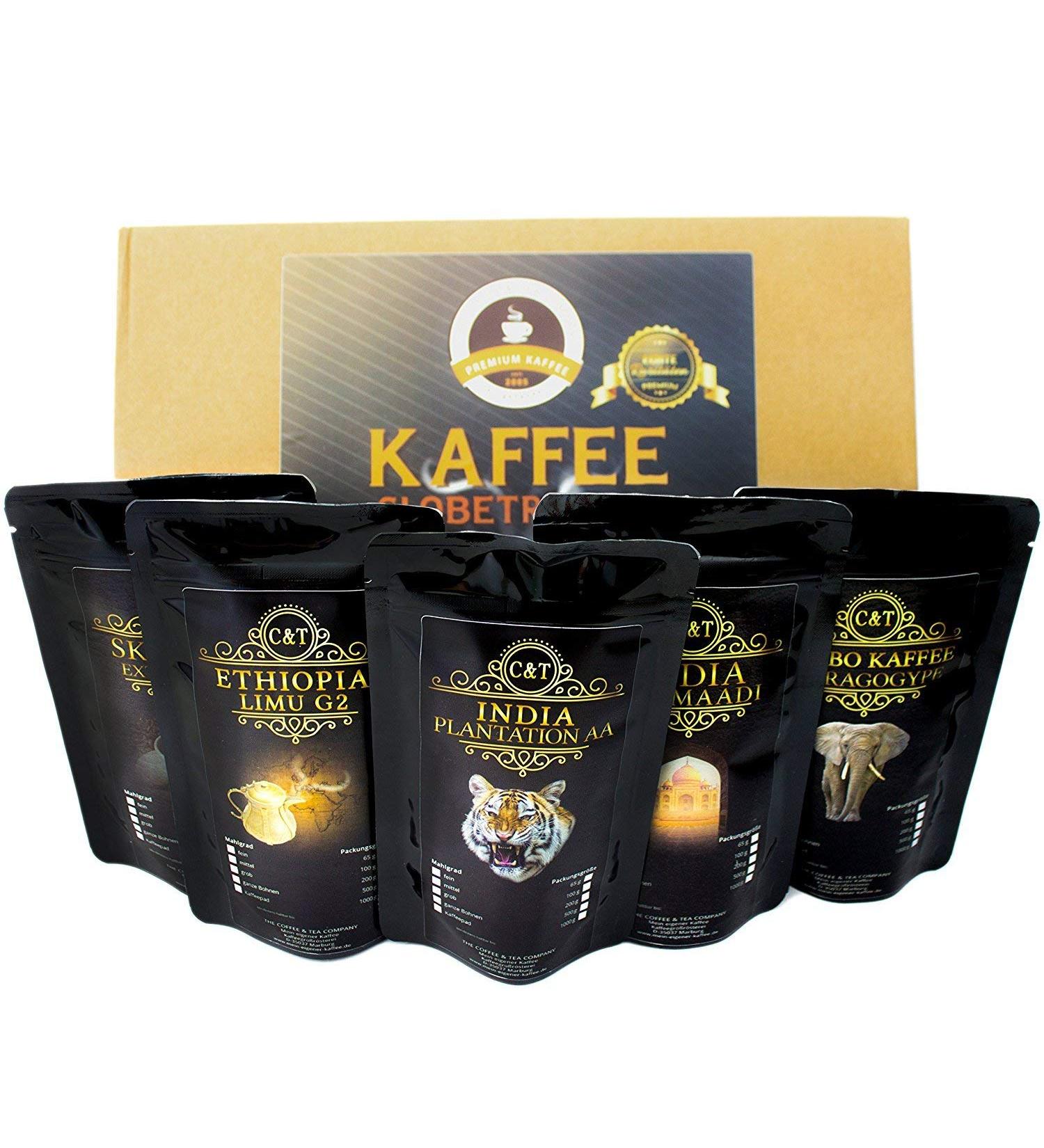  C&T Globetrotter Coffee - Real Rarity - Box (Medium Grind Filter + Hand - 5 times 65g of Tip Coffee - Become the Explorer - Gift Set - Coffee from Countries Worldwide - Buy Online on GoSupps.com