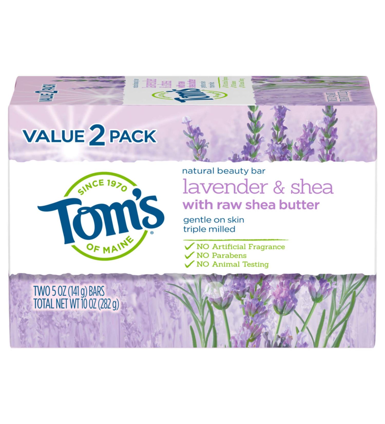 Tom's of Maine Lavender & Shea Beauty Bar Soap 5 oz. 2-Pack - Buy Online on GoSupps.com
