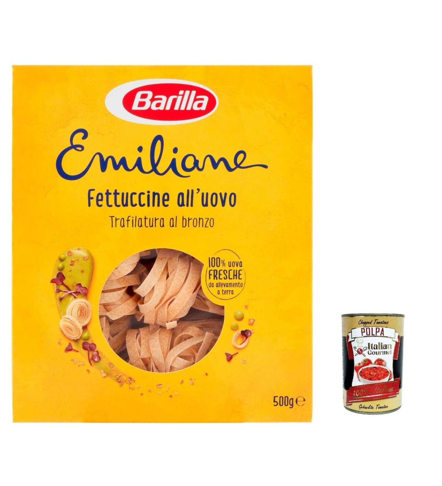  Italian Gourmet E.R. Barilla Egg Pasta Le Emiliane Fettuccine Egg Pasta 500g + Italian Polpa Gourmet 400g (Pack of 12) - Buy Online on GoSupps.com