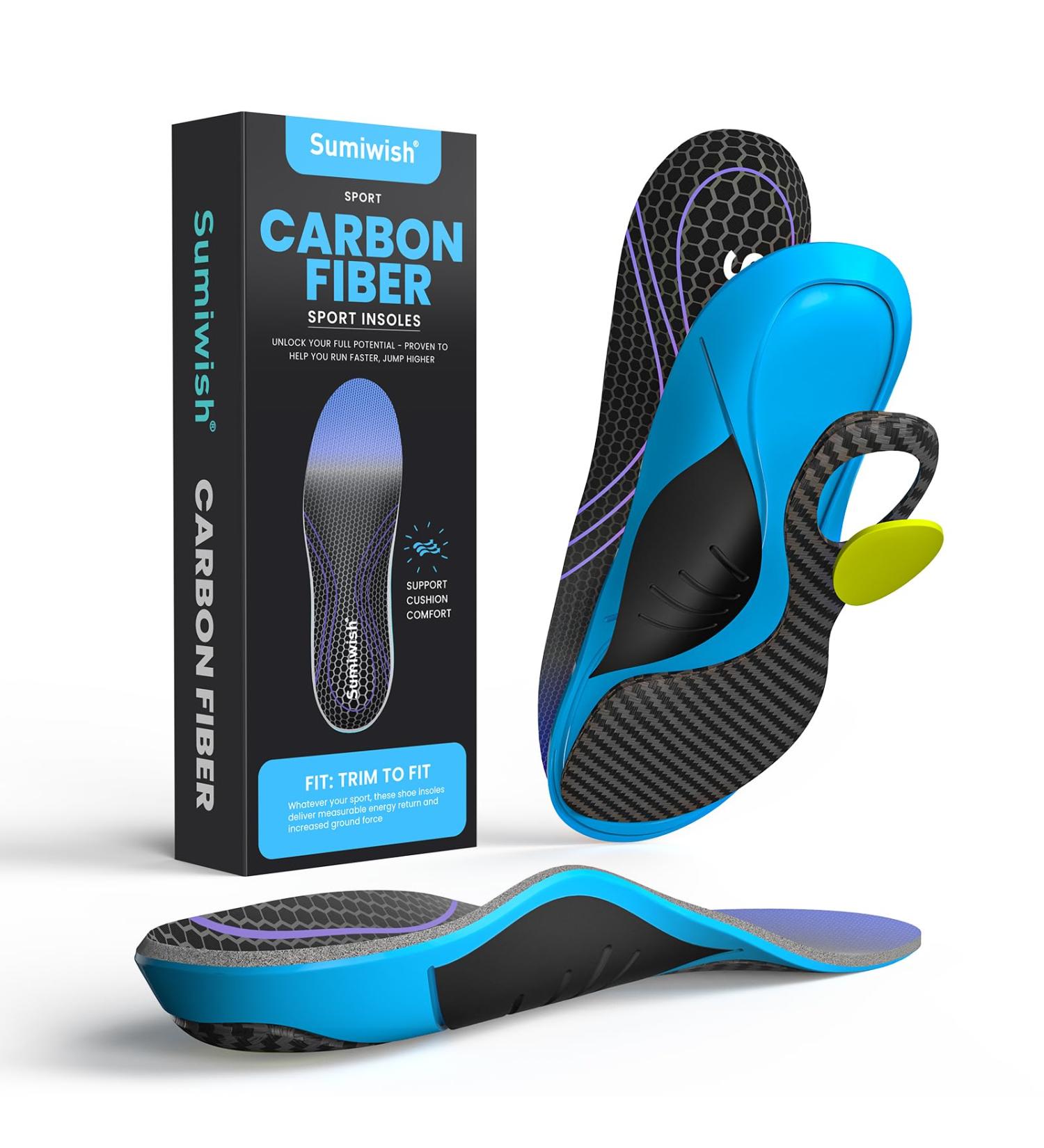 Buy Sumiwish Carbon Fiber Insoles - High Arch Support Shoe Inserts for Men & Women | Rigid Support for Turf Toe Foot Fractures & Hallux Rigidus - Buy Online on GoSupps.com