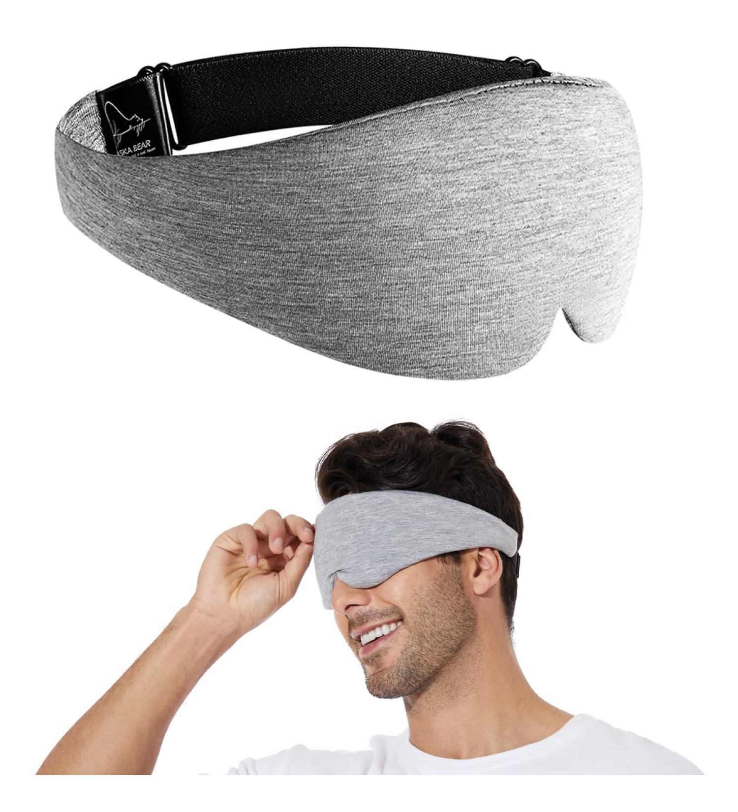 100% Blackout Eye Mask Cotton for Sleeping Alaska Bear Organic Bamboo Sleep Mask for Women Men Home/Travel/Yoga 0 Eye Pressure Naturally Hypoallergenic & Breathable Includes Earplugs Set(Silver) - Buy Online on GoSupps.com