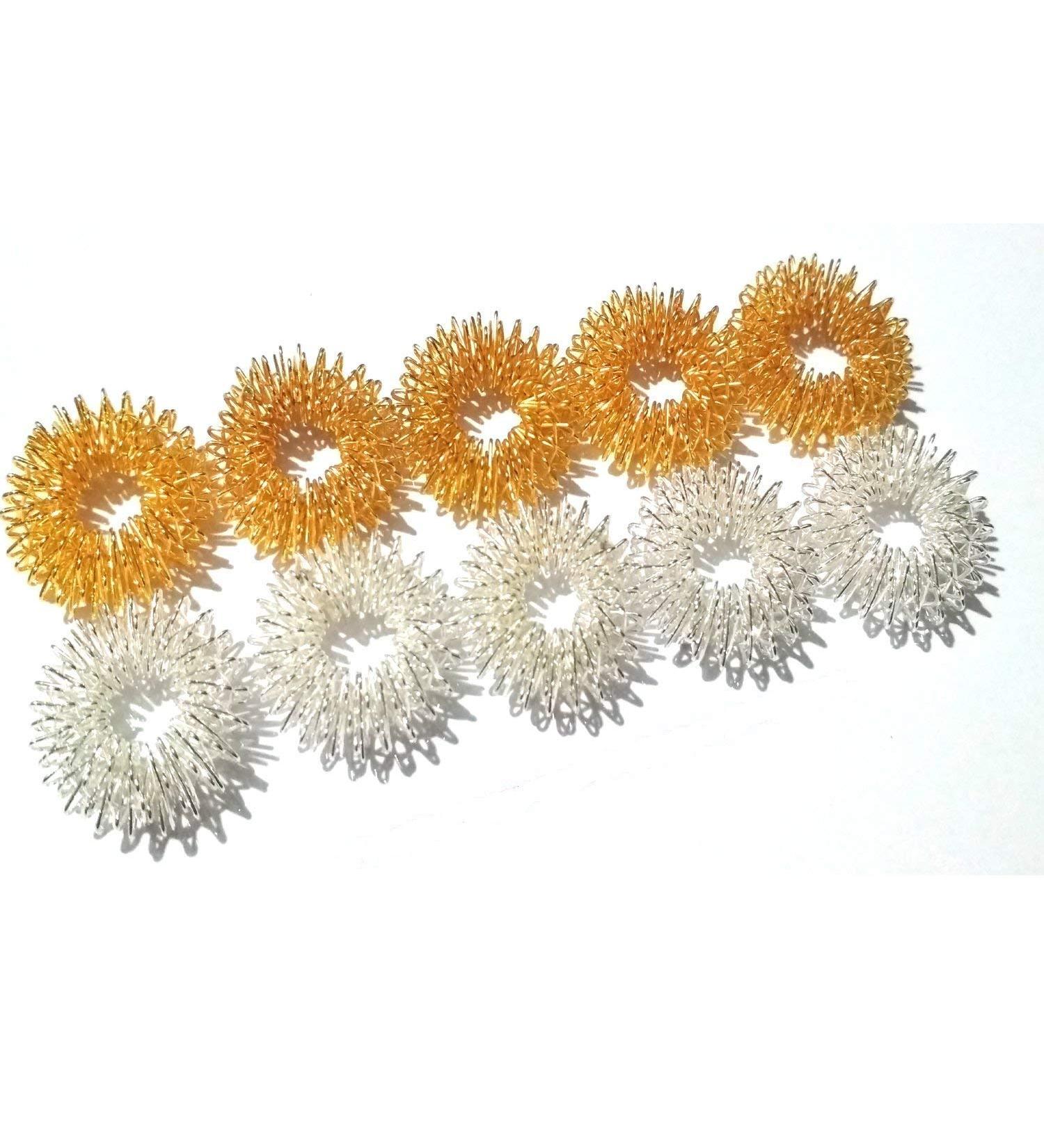 Acupressure Sujok Metal Rings - 10 Units Set for Pain Relief & Wellness | International Shipping Available - Buy Online on GoSupps.com