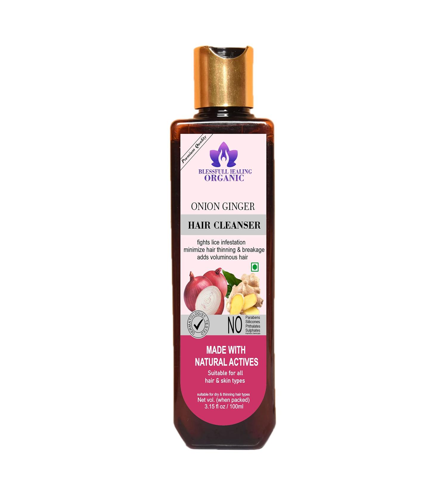 Blessfull Healing Organic Onion -Ginger Hair Cleanser | Shampoo 100 ML (Packing May Vary) 100 ml (Pack of 1) - Buy Online on GoSupps.com