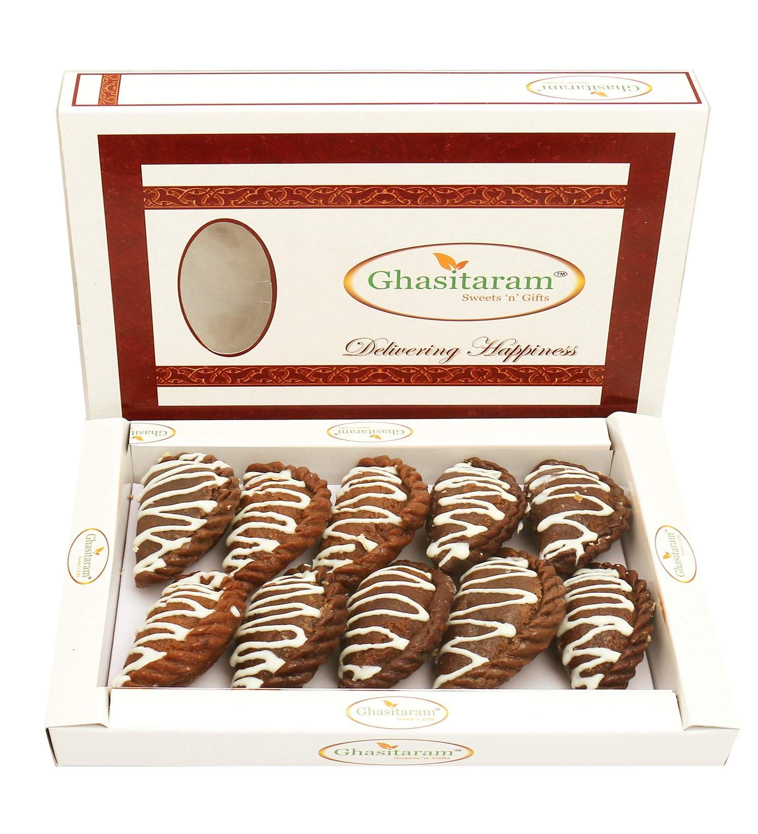Ghasitaram Gifts Holi Sweets Holi Gifts Holi Hamper Chocolate Gujiya 400 GMS - Buy Online on GoSupps.com