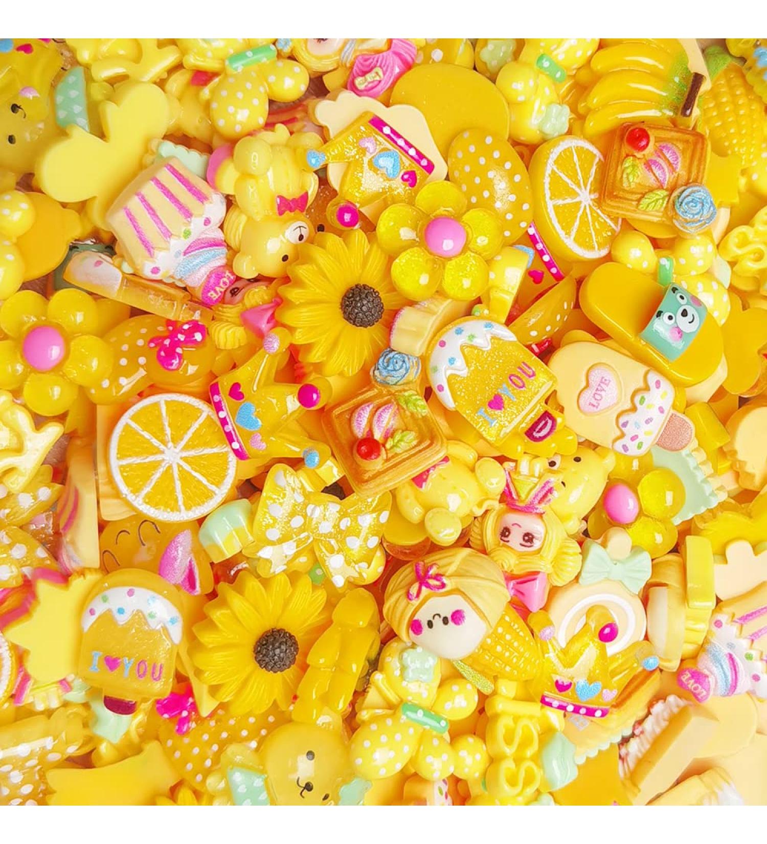 100pcs Yellow Mix Flatback Resin Buttons for Scrapbooking and Crafts - Buy Online on GoSupps.com