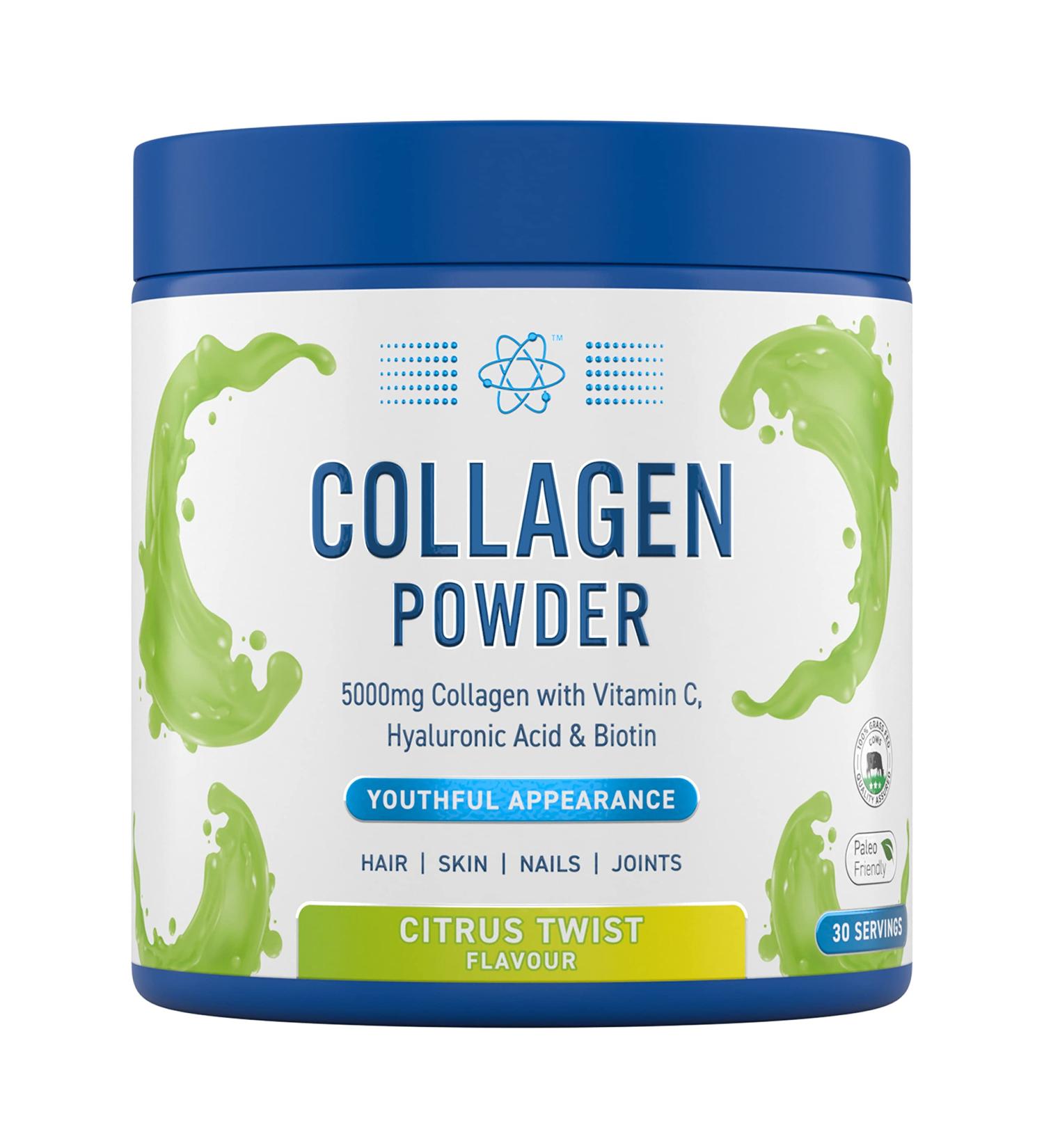 Applied Nutrition Collagen Powder - Citrus Twist Flavour - 5000mg Hydrolysed Bovine Collagen Peptides with Vitamin C, Hyaluronic Acid & Biotin - Buy Online on GoSupps.com