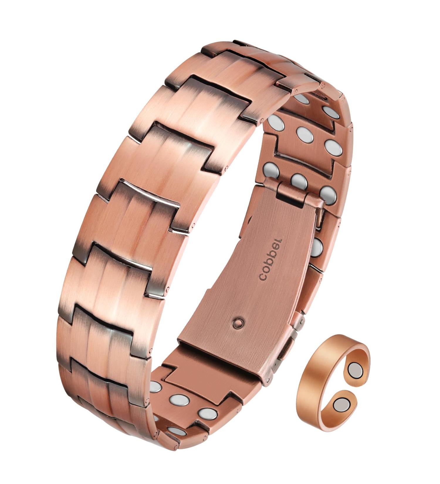 Jecanori Copper Magnetic Bracelets with 57 Strong Magnets (3500 Gauss) - Pack of 3 for Health & Wellness | International Shipping - Buy Online on GoSupps.com