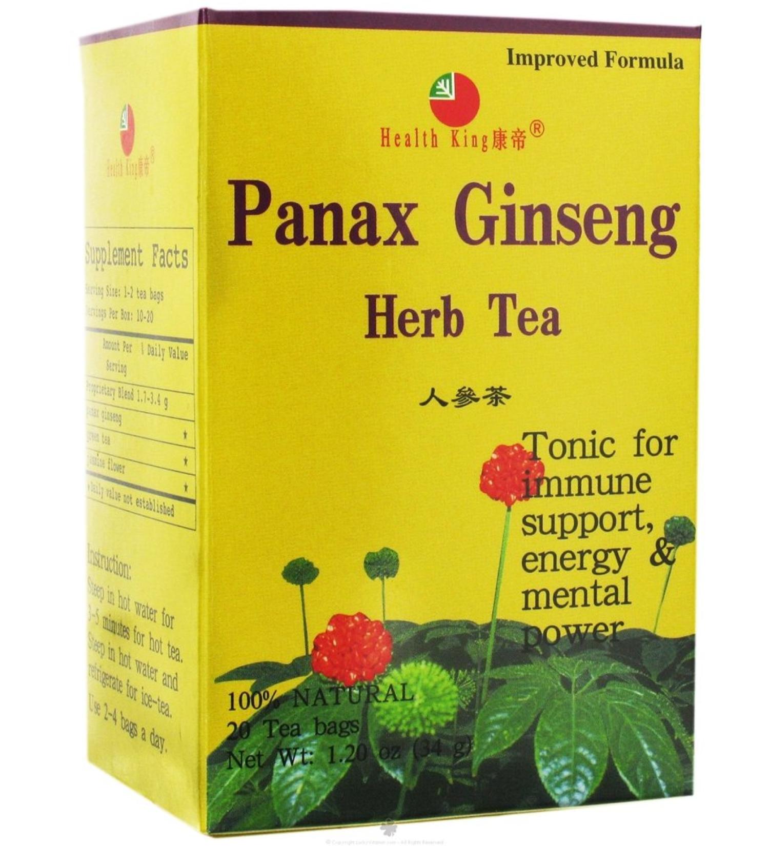 Health King Panax Ginseng Herb Tea Teabags 20-Count Box (Pack of 4)