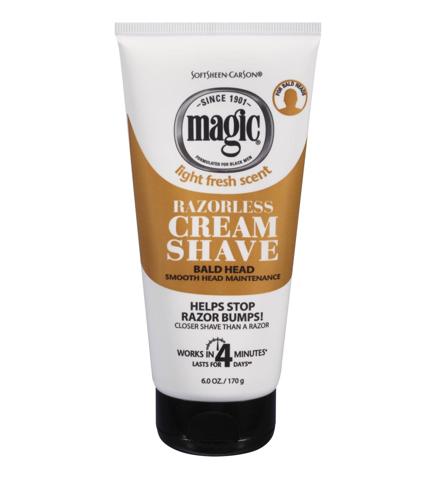 Magic Shave Razorless Cream Shave Bald Head Smooth Head Maintenance Light Fresh Scent 6 oz...