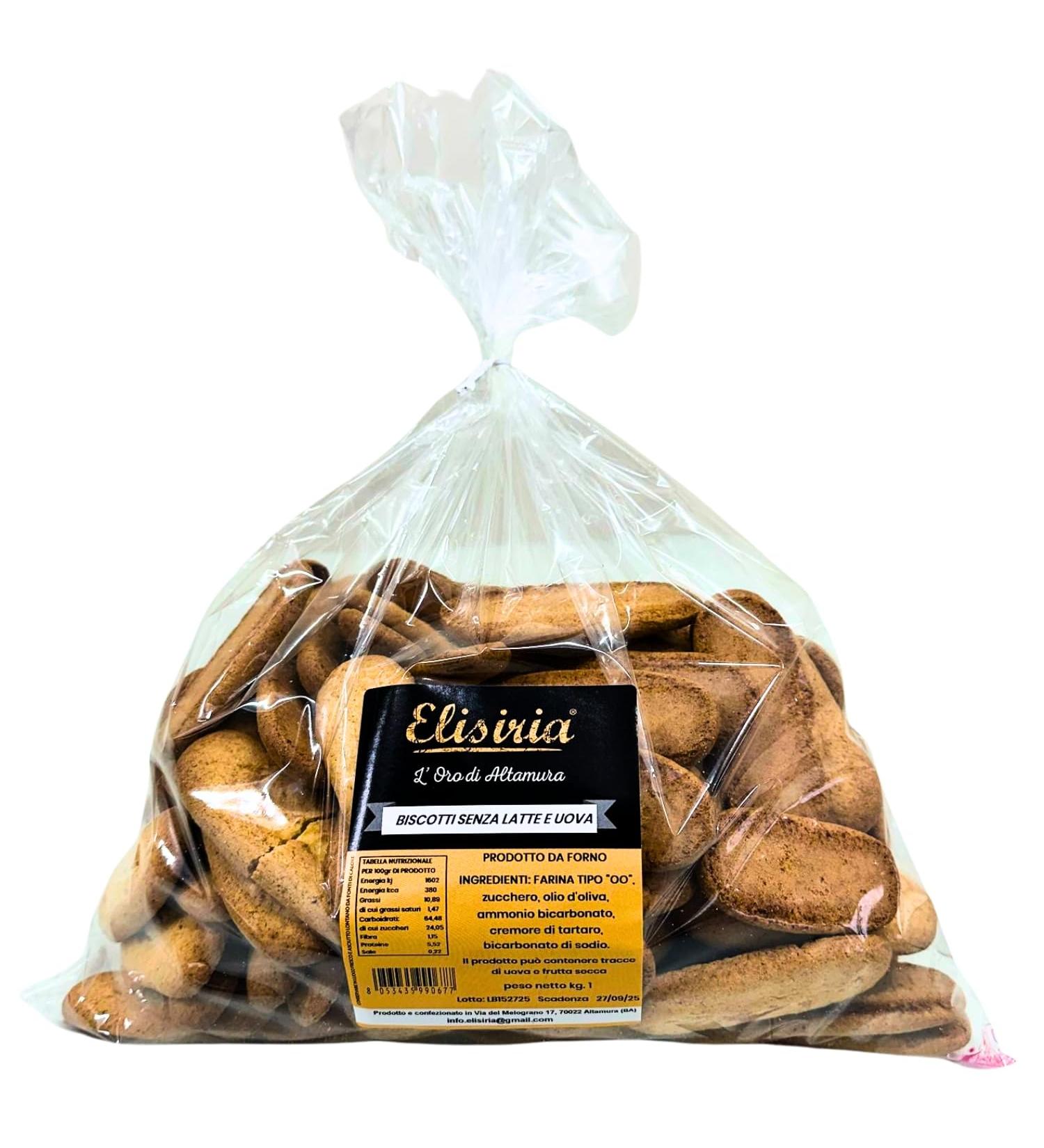  Elisiria MADE IN ITALY Elisiria - Handmade dairy-free and egg-free biscuits dry biscuits for breakfast and afternoon tea sweet snacks 1 kg pack made in Italy - Buy Online on GoSupps.com