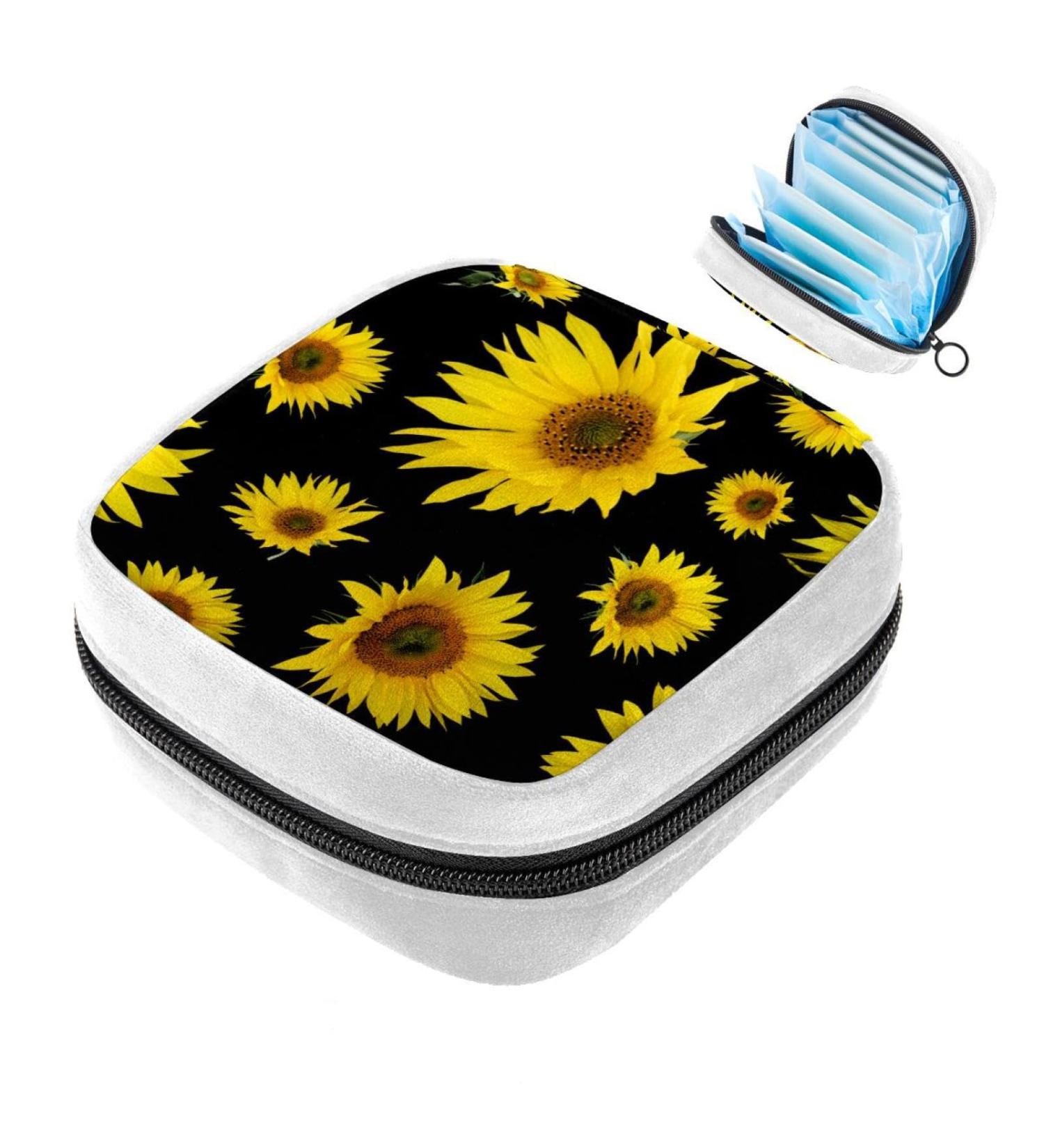 GIAPB Sanitary Napkin Storage Bag | Period Tampon Makeup Pad Pouch | Yellow Flower on Black | Color4184 - Buy Online on GoSupps.com