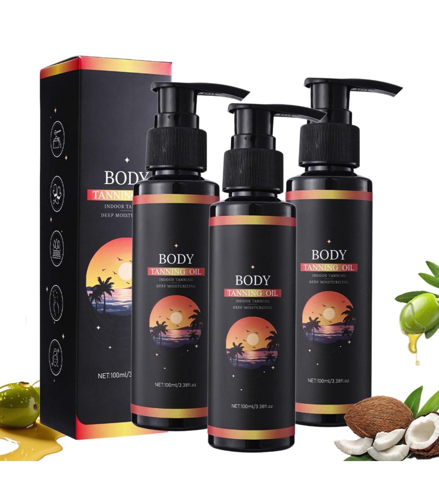 Intense Tanning Oil for Outdoor Sun | Water-Resistant Bronzing Accelerator with Coconut & Olive Oil | Vitamins A&E for Hydration | Streak-Free Non-Greasy Formula for Sunbeds & Beach (3pc) - Buy Online on GoSupps.com