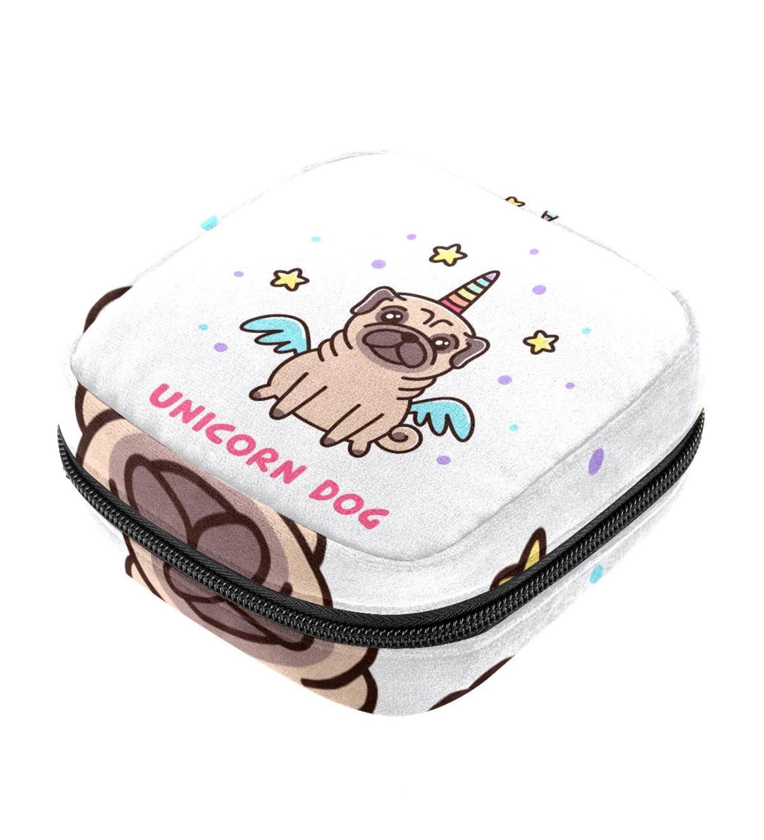 Unicorn Pug Period Pouch - Portable Tampon Holder for Purse - Feminine Product Organizer - First Period Gifts for Teen Girls - Buy Online on GoSupps.com
