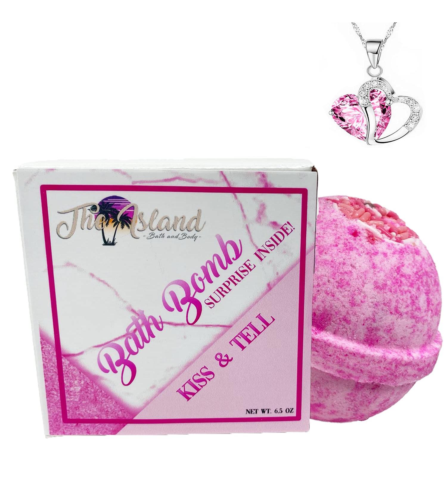 XL Jewelry Bath Bomb with Heart Necklace - Made in USA (Kiss Kiss) - Kiss & Tell - Buy Online on GoSupps.com