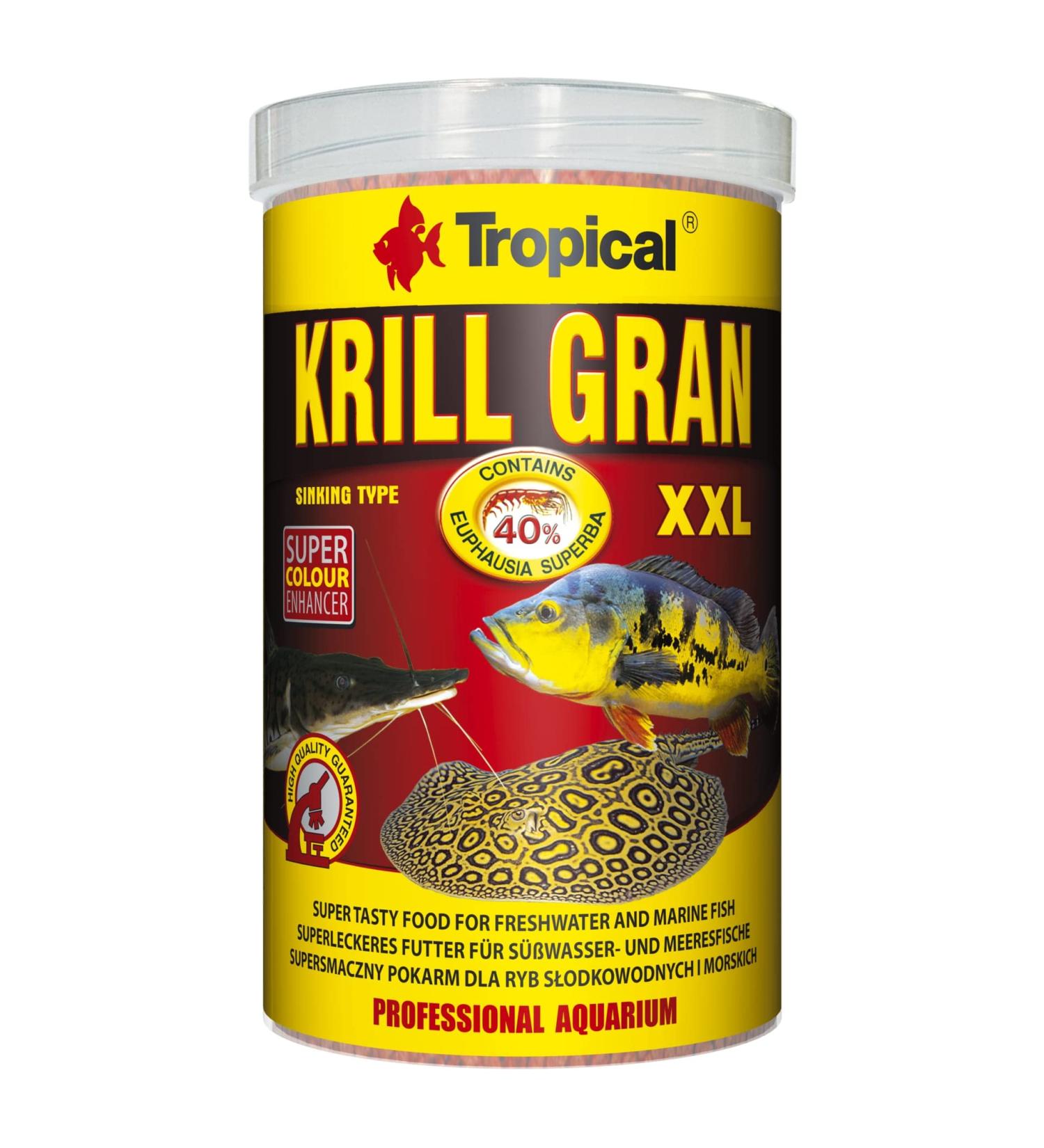 Krill Gran XXL 1000ml / 500g - Super appetizing food for freshwater and marine fish, large sinking granules
