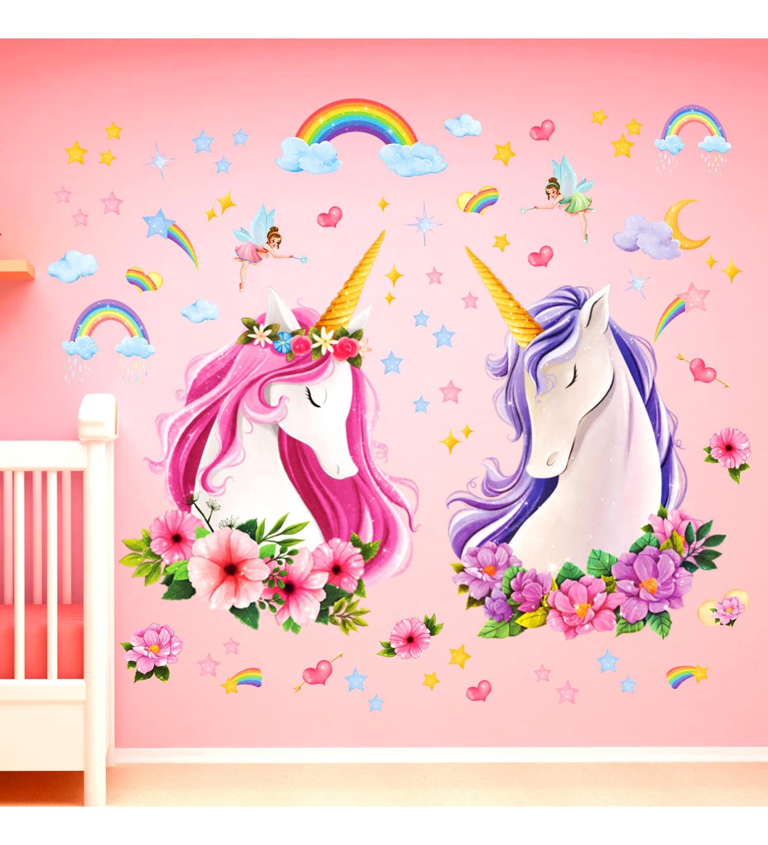 DECOWALL SG-2105 Unicorn Rainbow Wall Stickers - Removable Girls Nursery Bedroom Decor - Buy Online on GoSupps.com