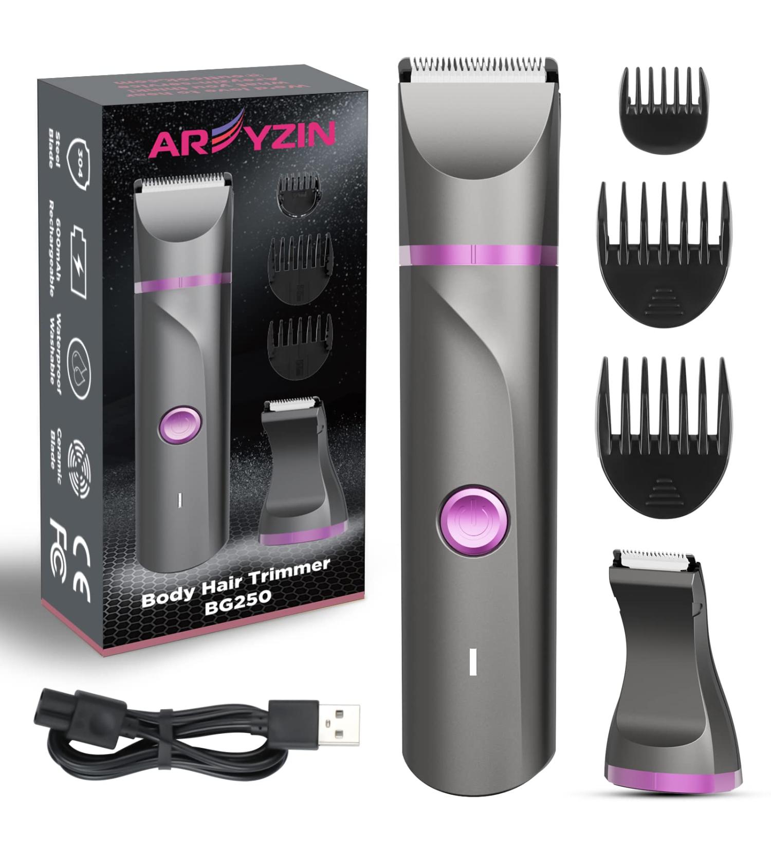 Electric Bikini Trimmer for Women - IPX7 Wet and Dry Use - Grey Purple - Buy Online on GoSupps.com