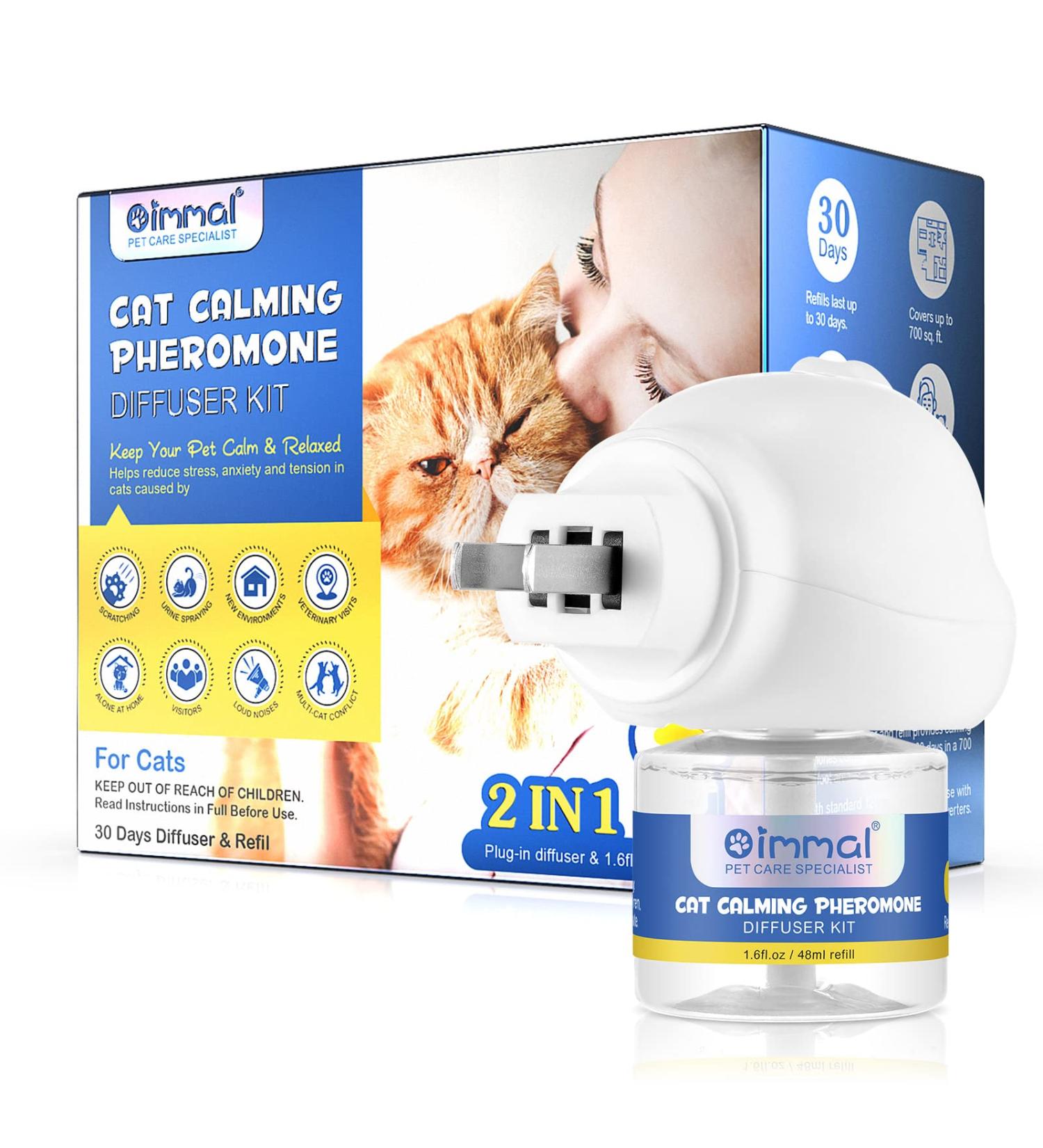 Calming Diffuser for Cat Cat Calming Pheromone Diffuser Kit for Cat Anxiety Relief Cat Calming Starter Kit(1 Diffuser + 1 Refills) - Buy Online on GoSupps.com