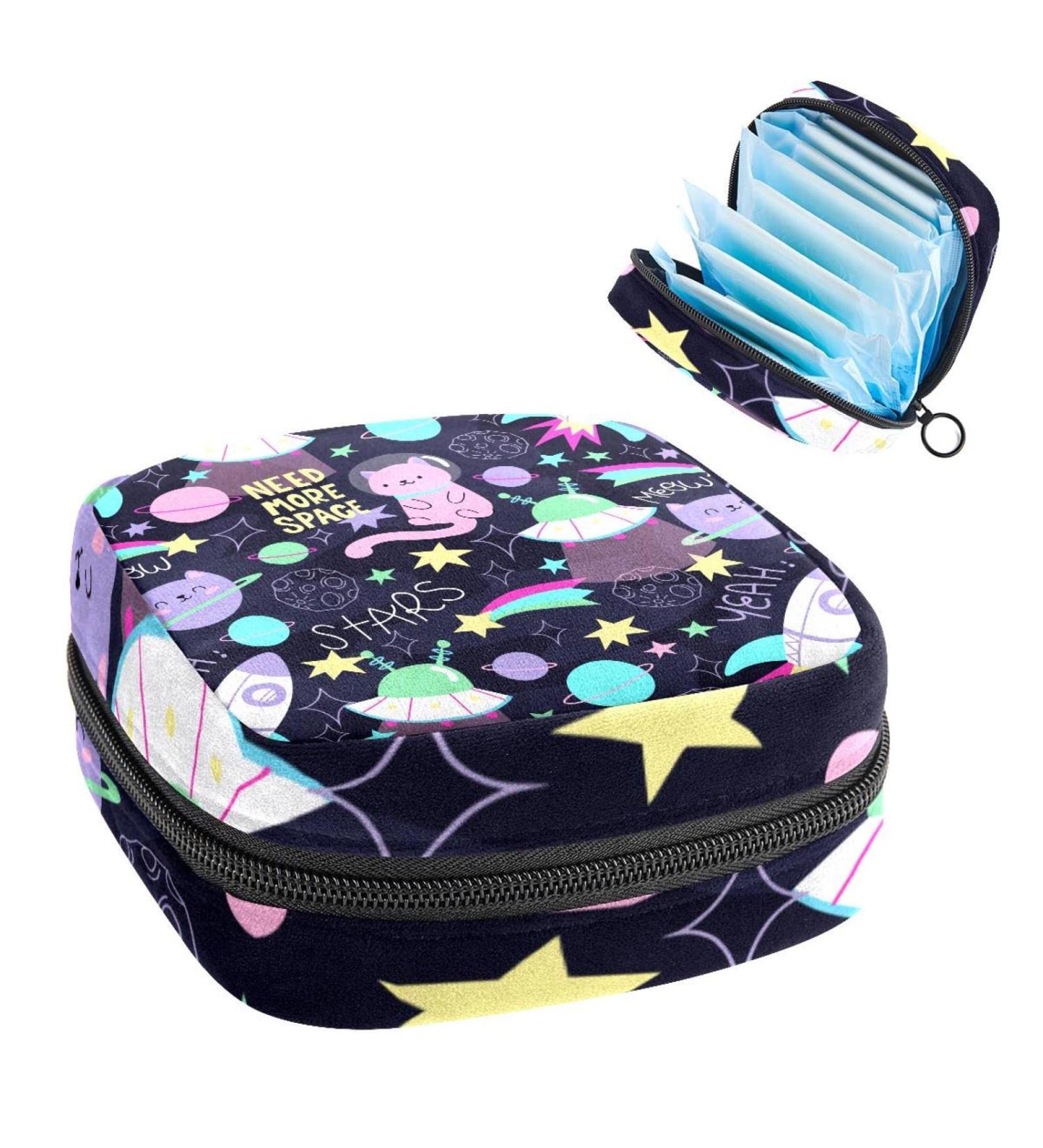 Buy Women's Cartoon Pilot Cat Pattern Storage Pocket Stillpad Keeper - Portable Period Kit Bag for Girls - Buy Online on GoSupps.com