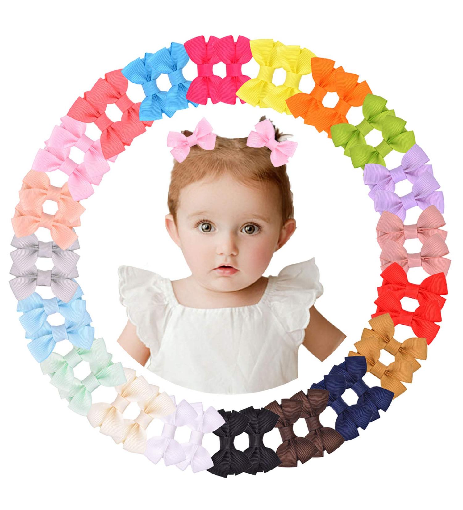 40PC Hair Loop Clips for Babies & Toddlers | Fully Lined Crocodile Clips & Grosgrain Band Accessories - Buy Online on GoSupps.com