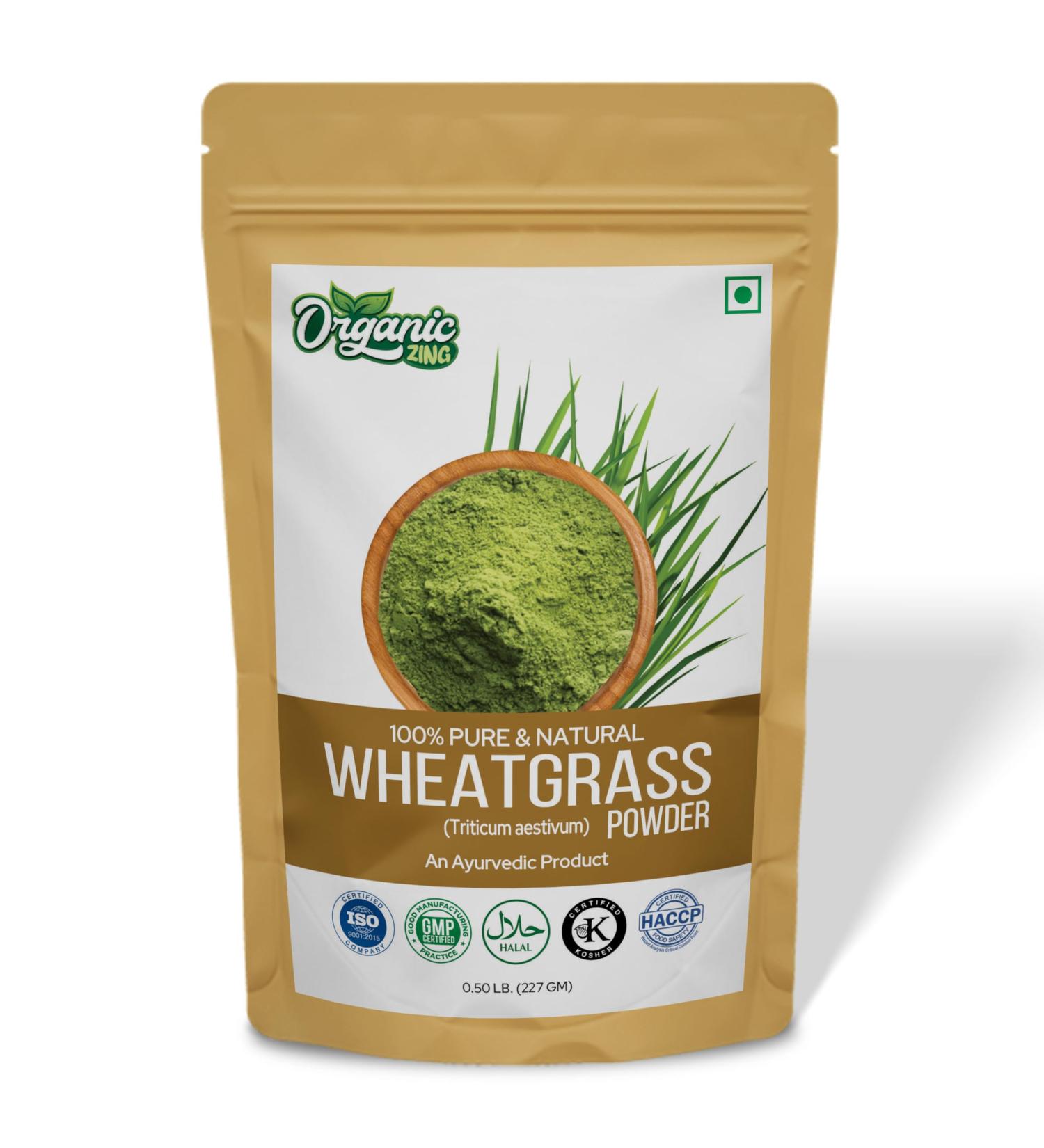 ORGANIC ZING Wheatgrass Powder 227g (Triticum Aestivum) | Natural Detox Supplement | Pack of 1-8oz