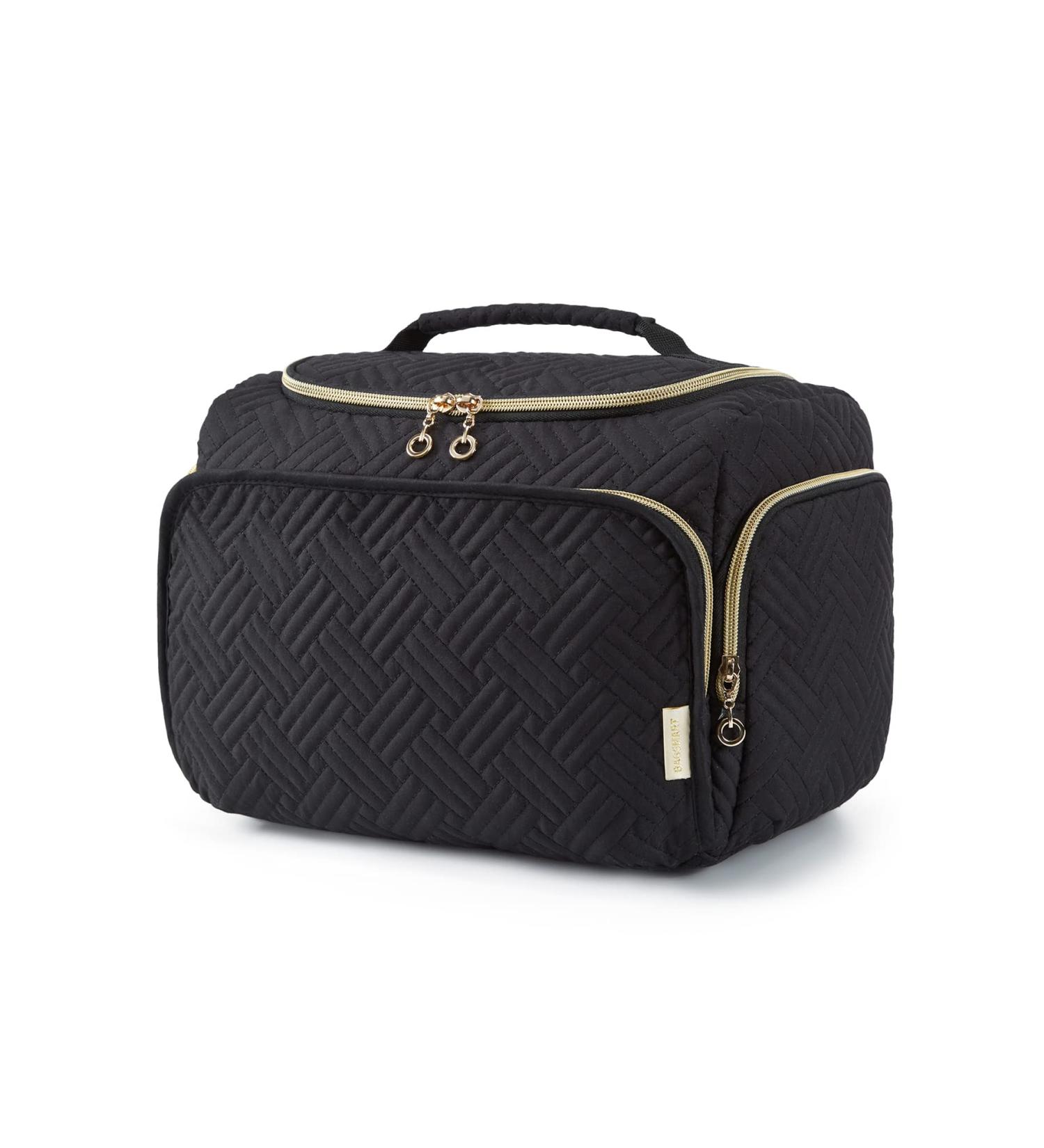 BAGSMART Large Toiletry Bag for Women  Cosmetic Makeup Bag Organizer with Handle  Travel Bag for Toiletries  Travel Accessories  Full Sized Container  Black-L Black Large - Buy Online on GoSupps.com