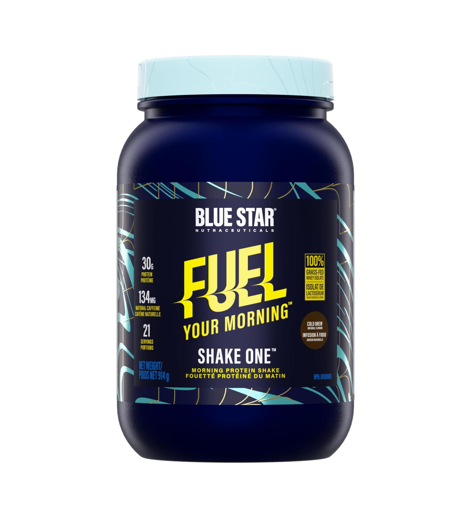 Blue Star Nutraceuticals SHAKE ONE - Grass Fed Whey Protein Isolate Coffee Fusion Natural Caffeine Fibre MCT Oil | Fuel Your Morning - 30g protein per serving - 21 Servings (Cold Brew) - Buy Online on GoSupps.com