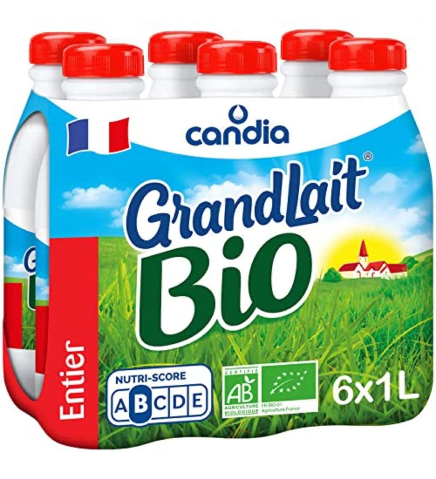Candia Grand Lait Bio Lait Entier 6 x 1L