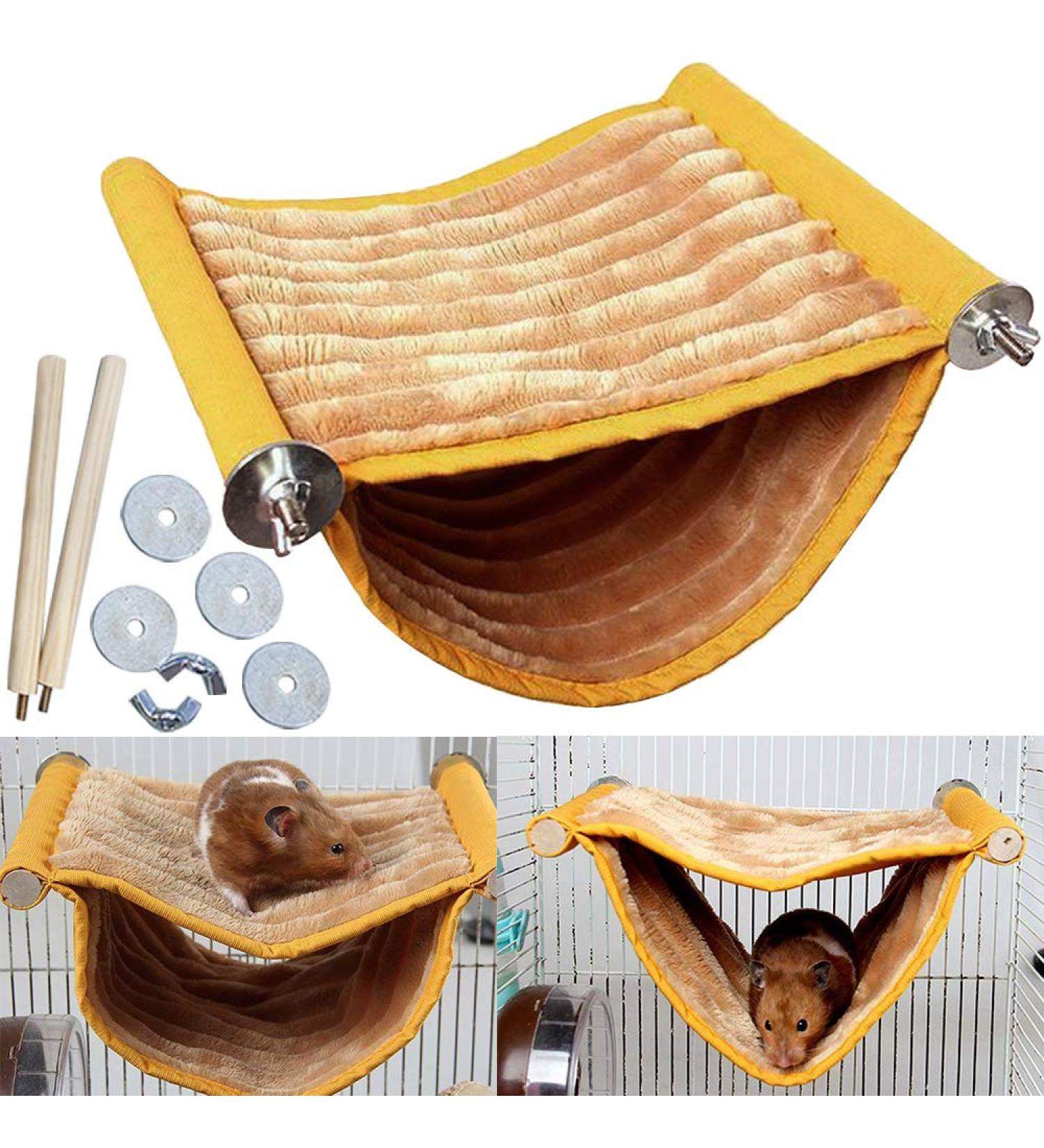 Double Layer Hamster Hammock House | Guinea Pig Bed Hideout | Hanging Swing Winter Warm Bed for Small Pets | Washable Nest for Mouse, Rat, Hamster | Cozy Hideaway for Playing and Sleeping - Buy Online on GoSupps.com