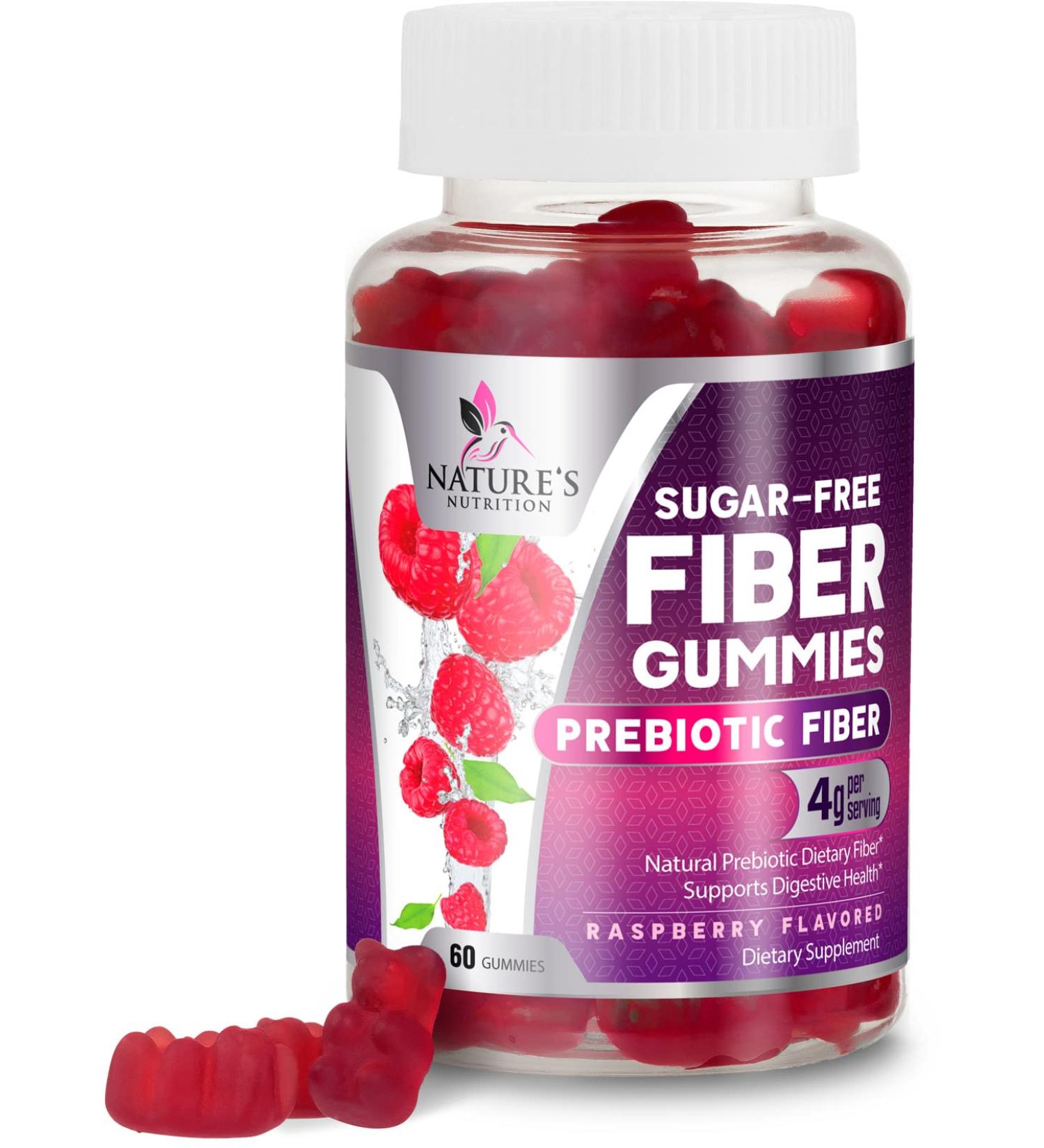 Sugar-Free Fiber Supplement Gummies - 4g Soluble Fiber - Plant-Based Prebiotic for Digestive Health - Berry Flavor - 60 Gummies - Buy Online on GoSupps.com
