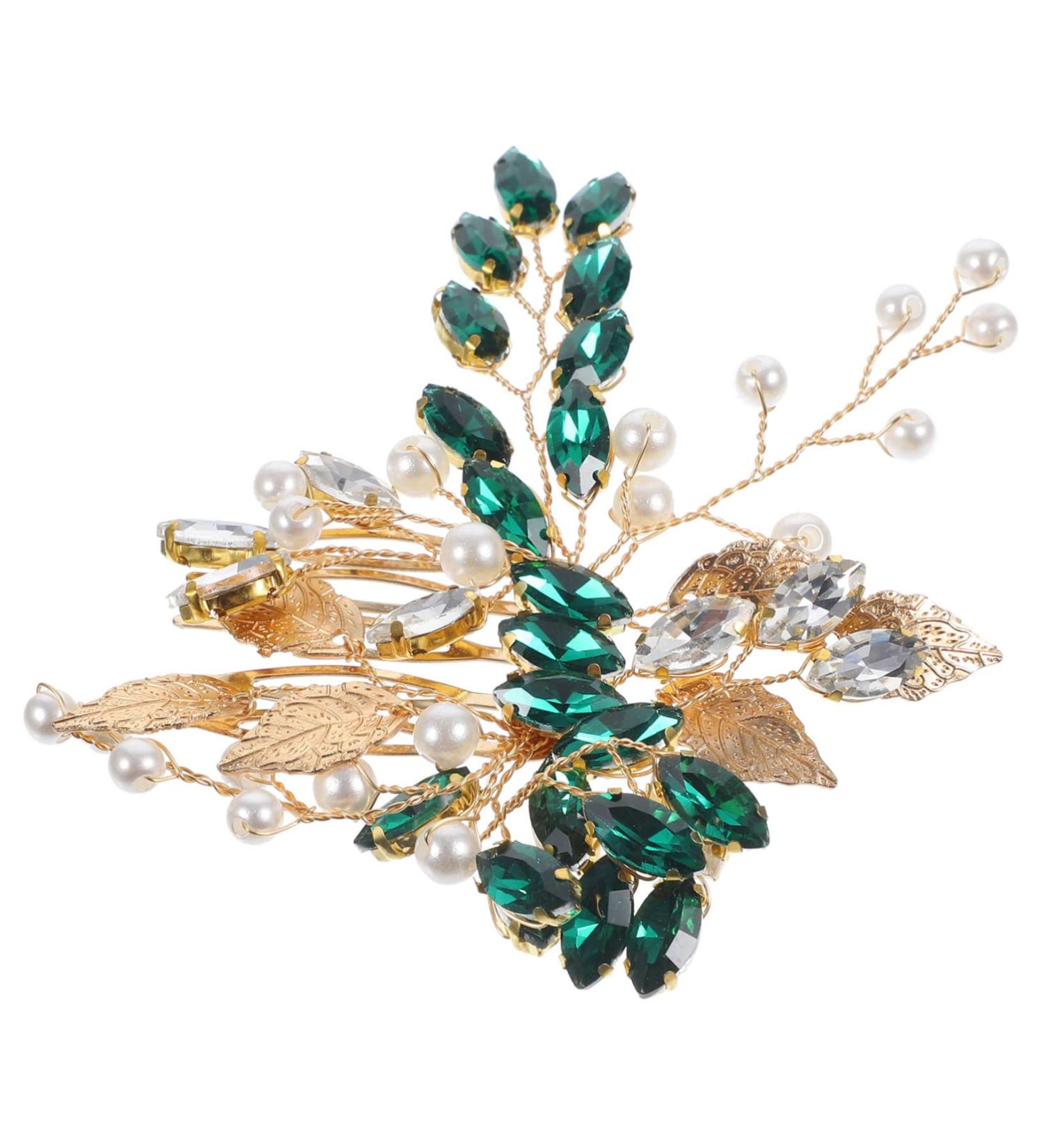 Angoily Silver Leaf Tiara Hair Accessories for Bride Hair Accessories for Women Hair Clip for Wedding Rhinestone Hair Clip Wedding Headpiece Metal Glass Hair Comb - Buy Online on GoSupps.com