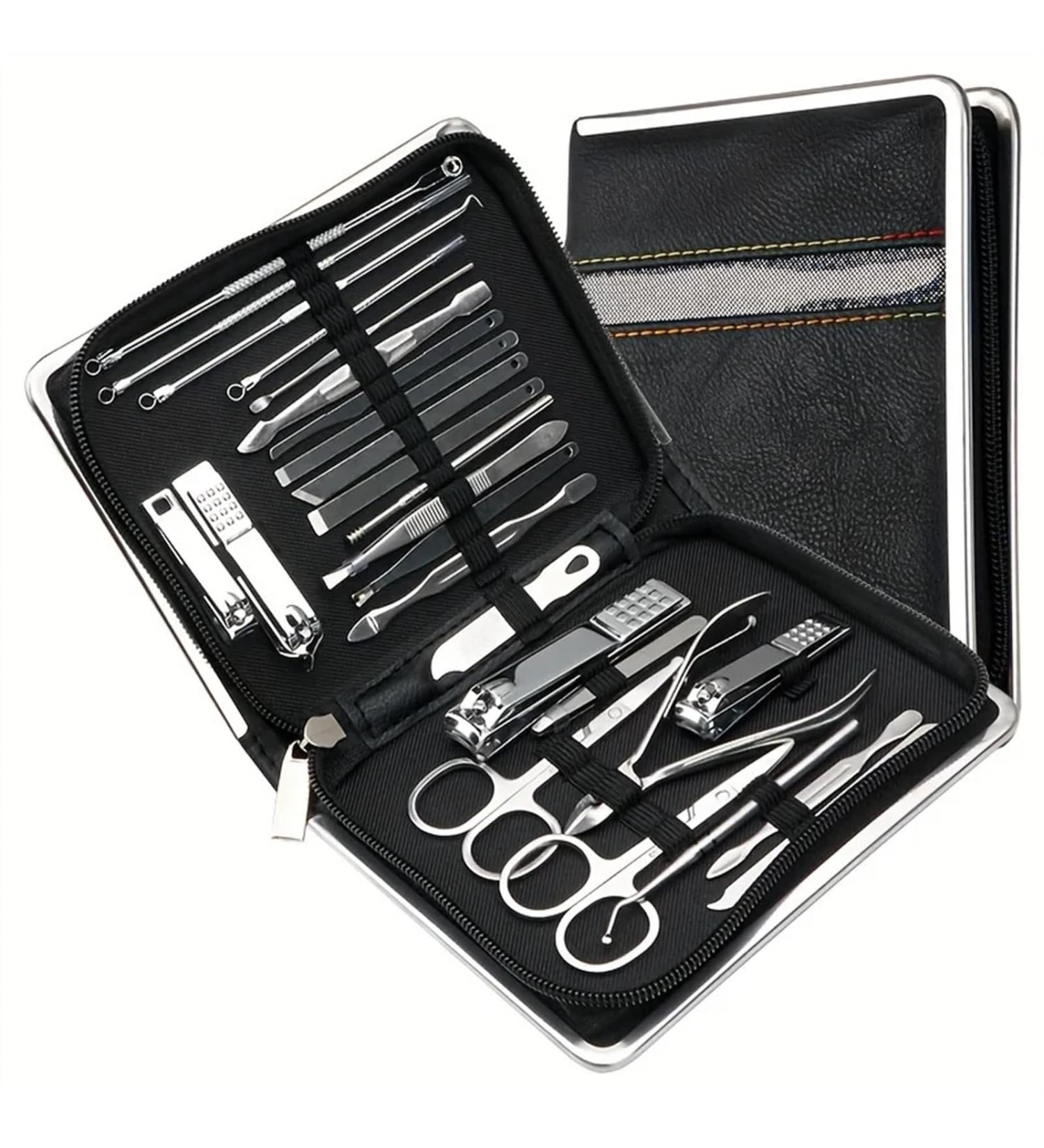 Nail Clippers Set 26Pcs Stainless Steel Nail Clippers Set Household Nail Cutter Suit with Box Trimmer Grooming Manicure Pedicure Nail Tools Nail Care kit(Black) - Buy Online on GoSupps.com