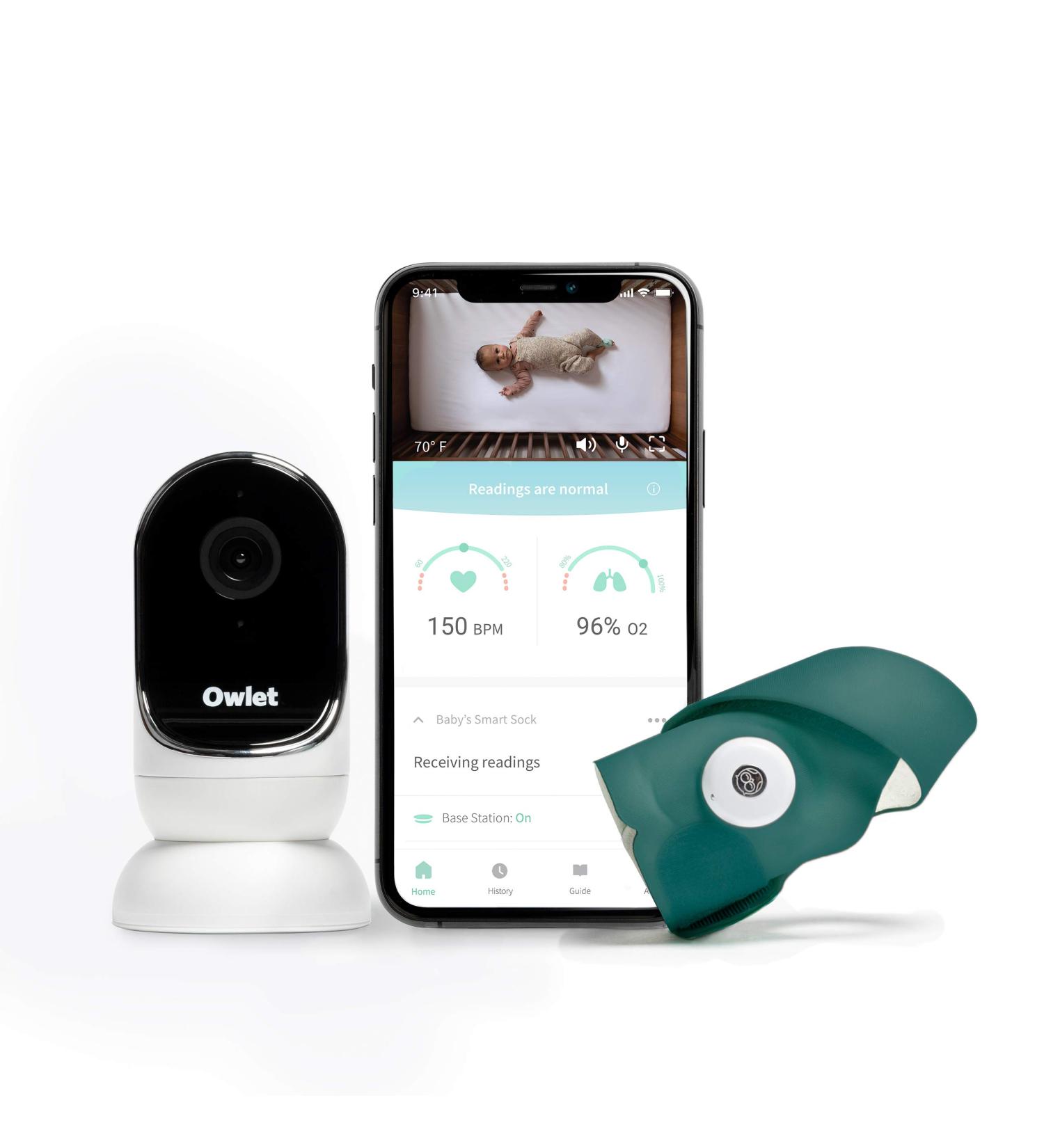 Owlet Monitor Duo: Smart Sock 3 + Cam 1 Deep Sea Green - Baby Monitor with HD Video Camera, Night Vision, and Audio - Track Heart Rate, Oxygen, and Sleep Trends - Buy Online on GoSupps.com