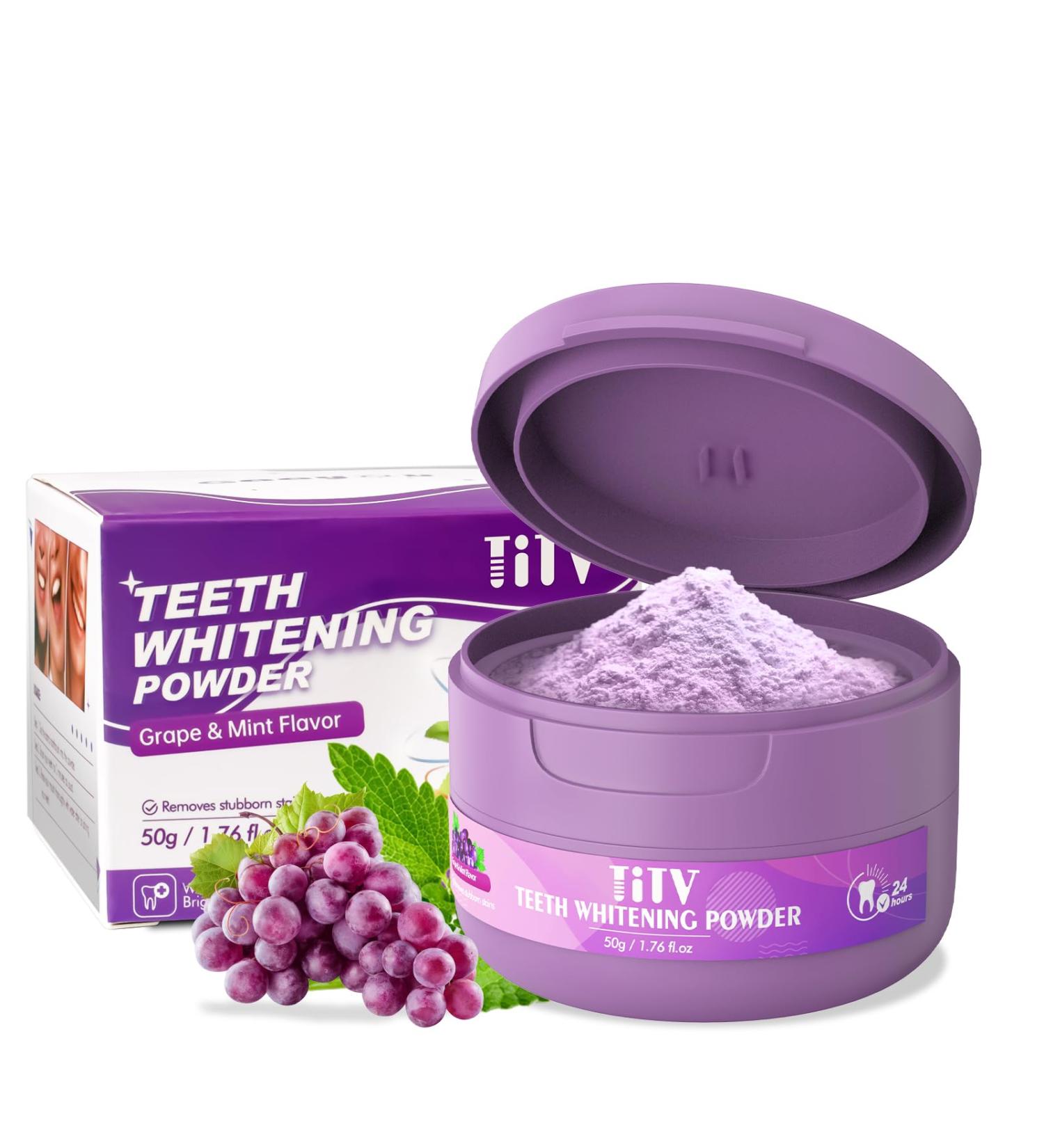 Purple Teeth Whitening Teeth Whitening Powder Grape & Mint Flavor Tooth Powder Natural Teeth Whitener Color Corrector Toothpaste for Tooth Stain Removal - Buy Online on GoSupps.com