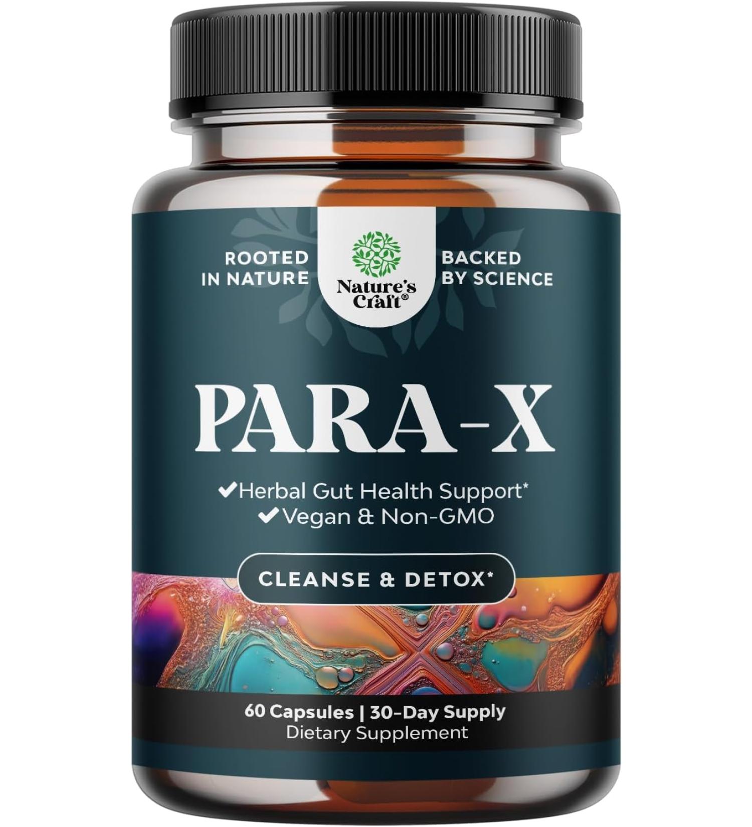 PARA-X Herbal Gut Health Supplement - Immune Support with Black Walnut Wormwood & Cloves - Supports Digestive Health & Gut Health for Women & Men - Intestinal Detox Cleanse - Formulated in USA - 60 Ct - Buy Online on GoSupps.com