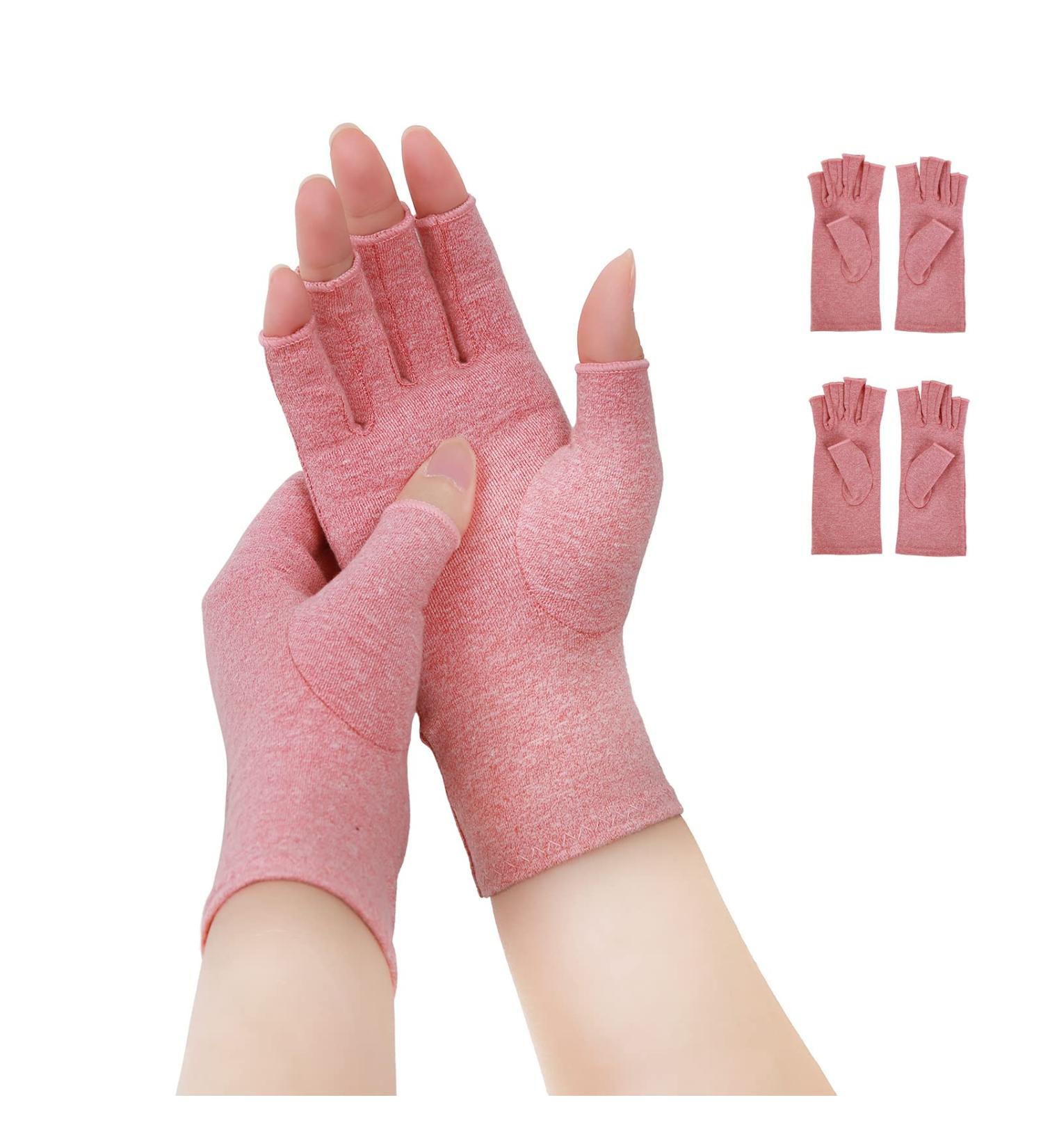 Donfri 2 Pairs Compression Arthritis Gloves - Fingerless Carpal Tunnel Pain Relief for Men & Women - Hand Support & Wrist Brace for Rheumatoid Arthritis Tendonitis Swelling - Medium Pink - Buy Online on GoSupps.com