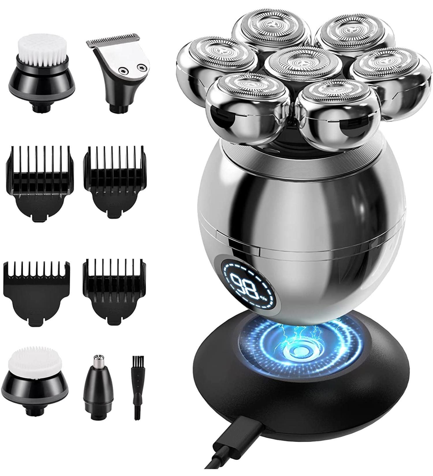 7D Head Shavers for Bald Men - 6 in 1 USB Rechargeable Electric Razor | Wet & Dry Bald Head Clipper & Trimmer - Buy Online on GoSupps.com