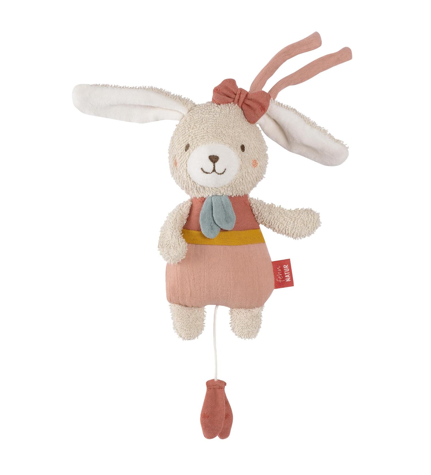 Fehn Mini Play Watch Hare - Cotton Cuddly Toy & Sleep Aid with Mozart's Lullaby | Baby Toys for Home & Travel | Ideal for Babies & Toddlers - Buy Online on GoSupps.com