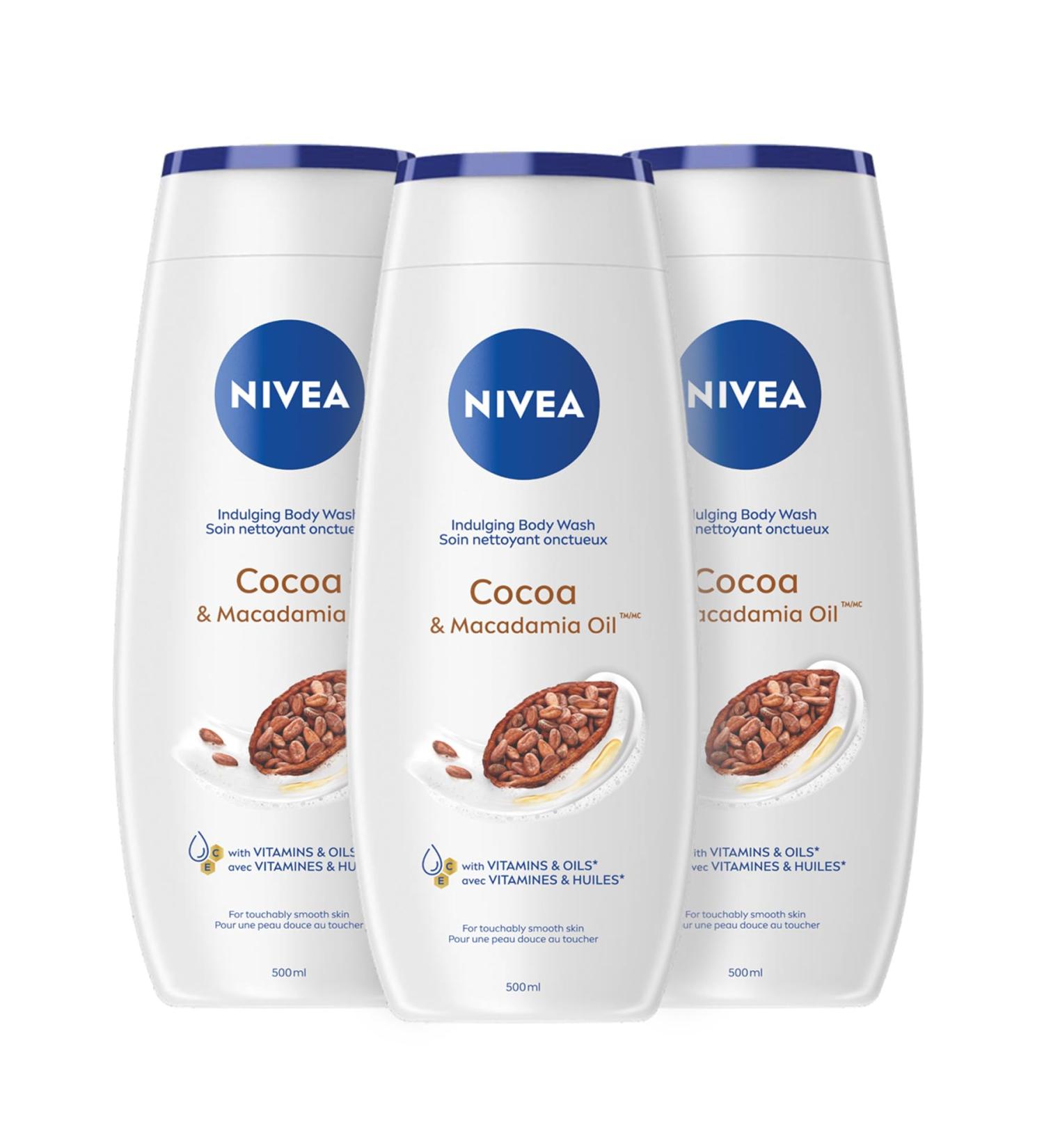 NIVEA Cocoa Butter & Macadamia Oil Body Wash 3x500mL - Buy Online on GoSupps.com
