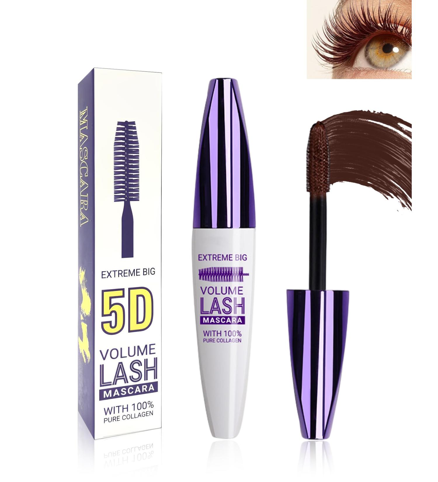 5D Silk Fiber Brown Mascara for Eyelashes Waterproof Long Lasting Colored Mascara Liquid Lash Extensions Smudge-Proof Volumizing Lengthening Curling Non-clump Color Tubing Mascara Women Makeup Gift - Buy Online on GoSupps.com