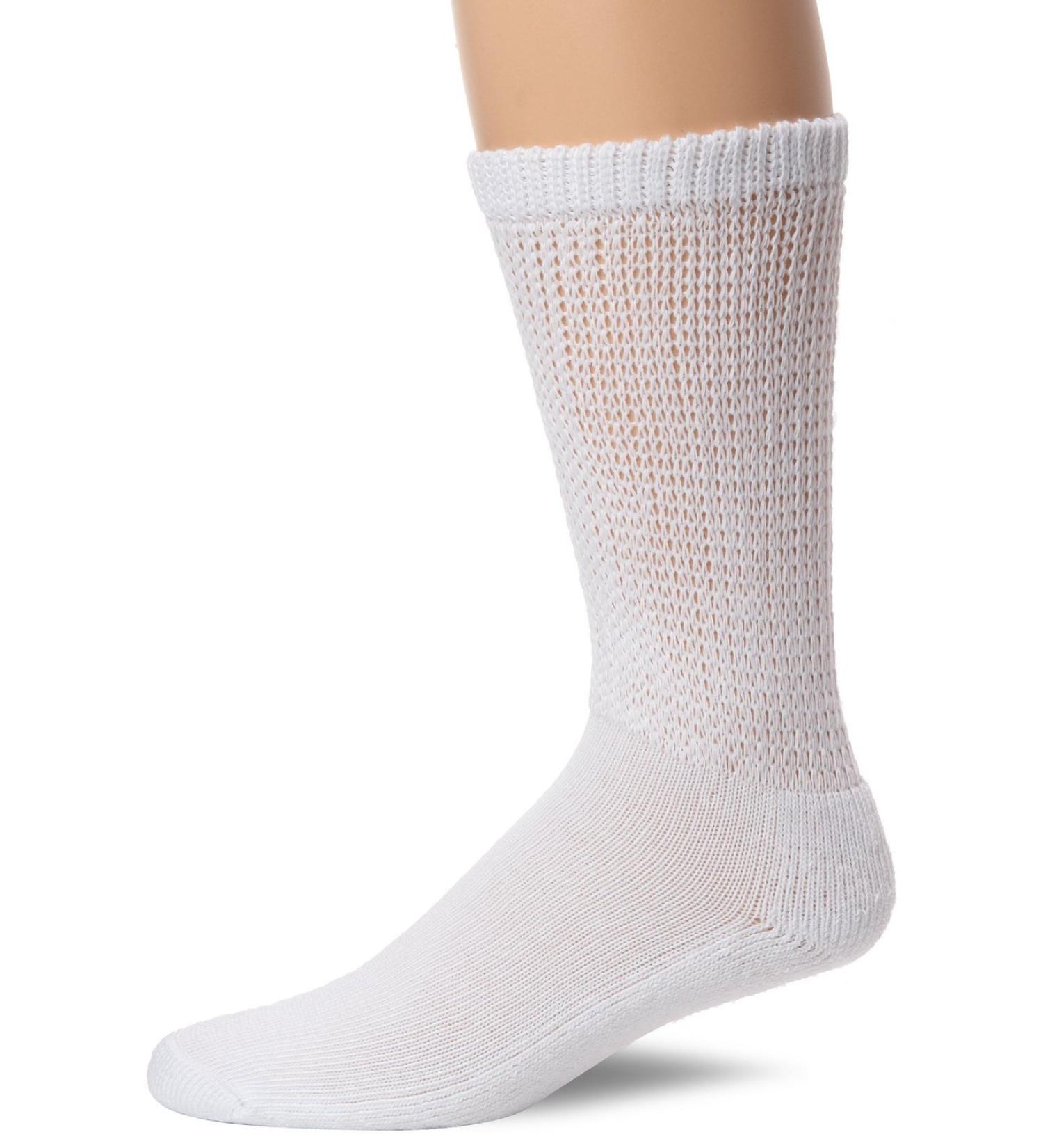 Buruka 3 Pairs of Healthy Circulation Diabetic Socks 9-11 White