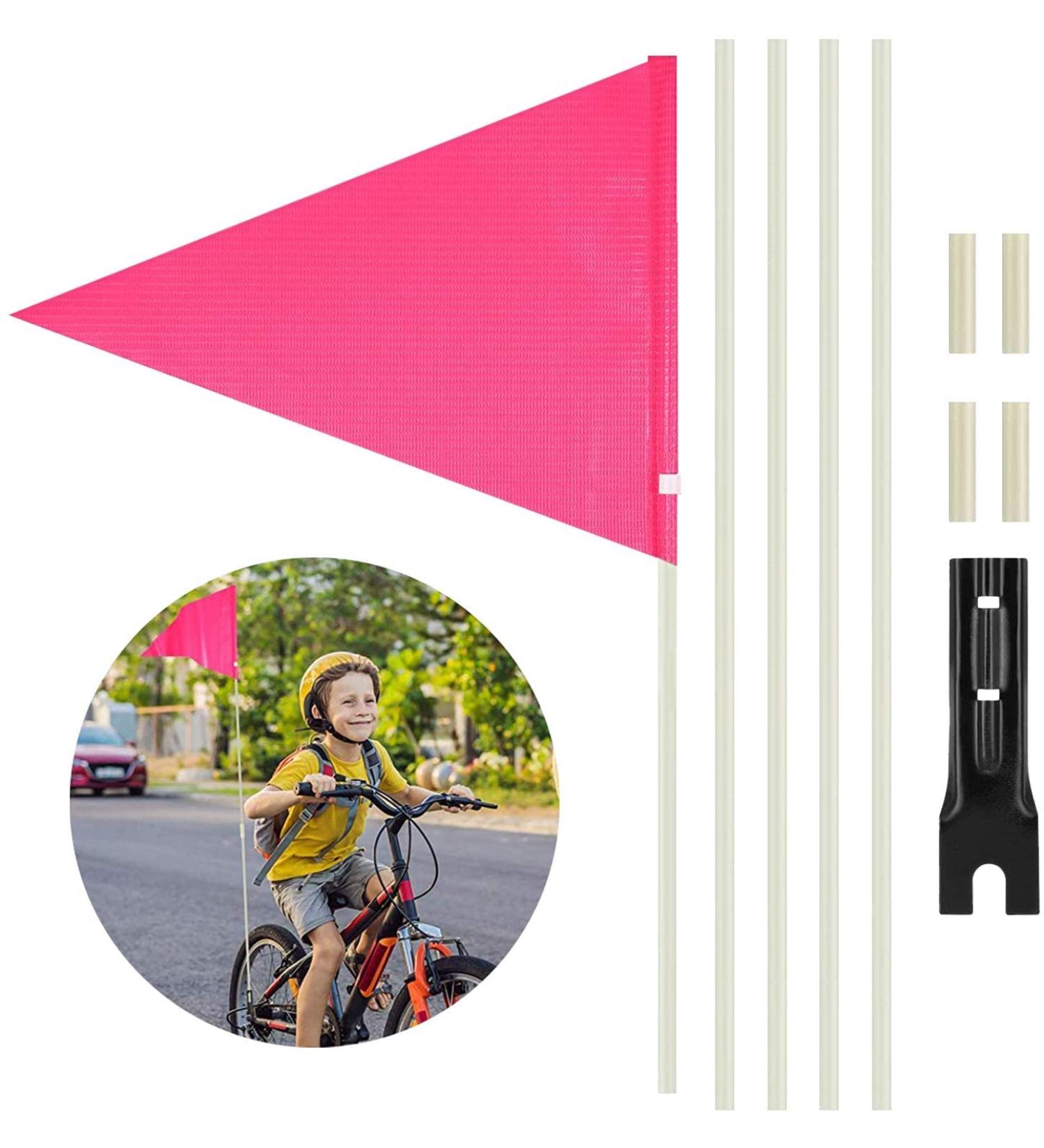 Beiiii Security Pimp 180cm Adjustable Reflective Yellow Pennant Rod - Kids Bike Flags in Pink for Safety - Buy Online on GoSupps.com