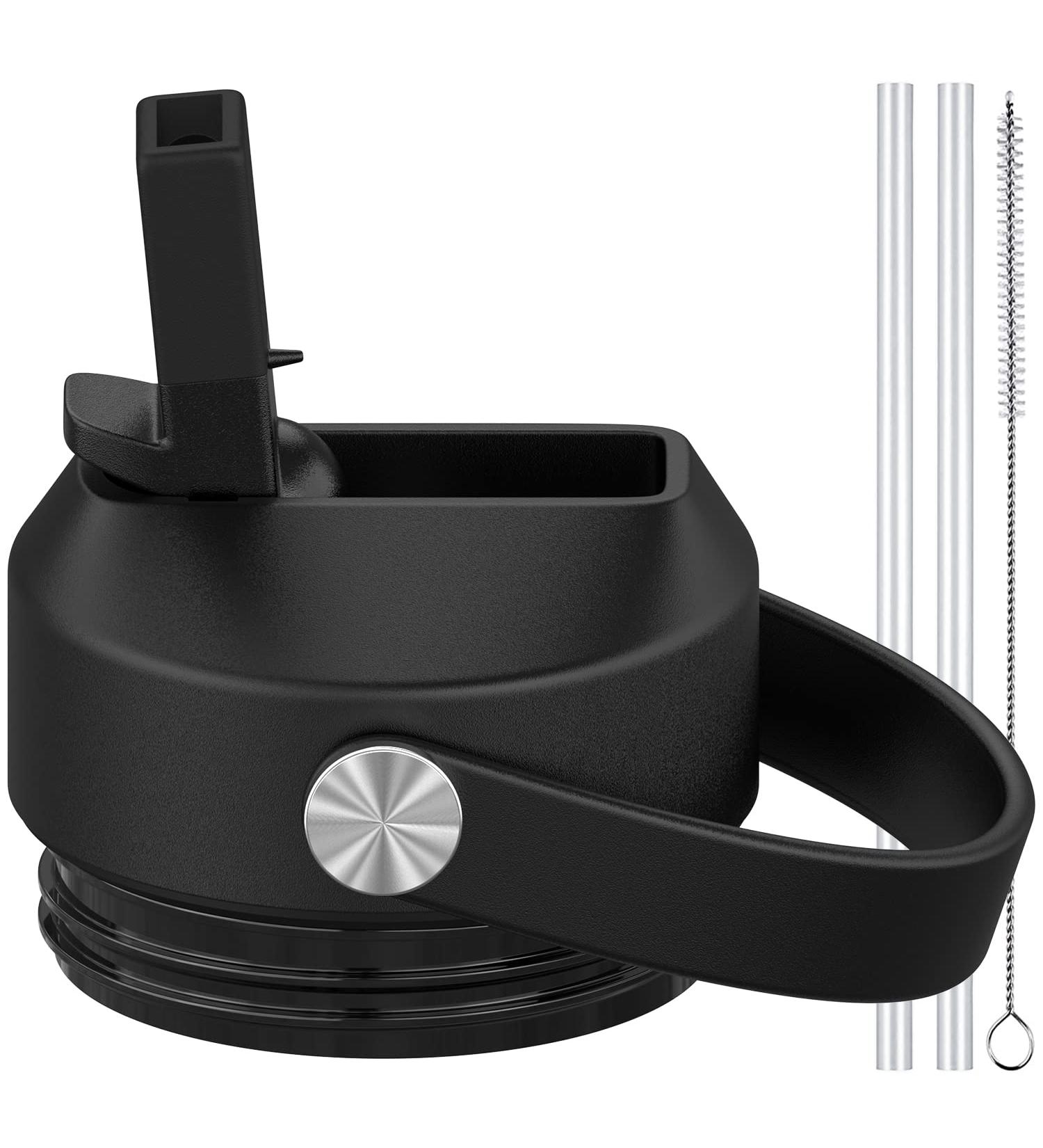 Straw Lid for Yeti Rambler Water Bottle - Fits 12oz to 64oz - Includes Straws and Cleaning Brush - Black - Buy Online on GoSupps.com