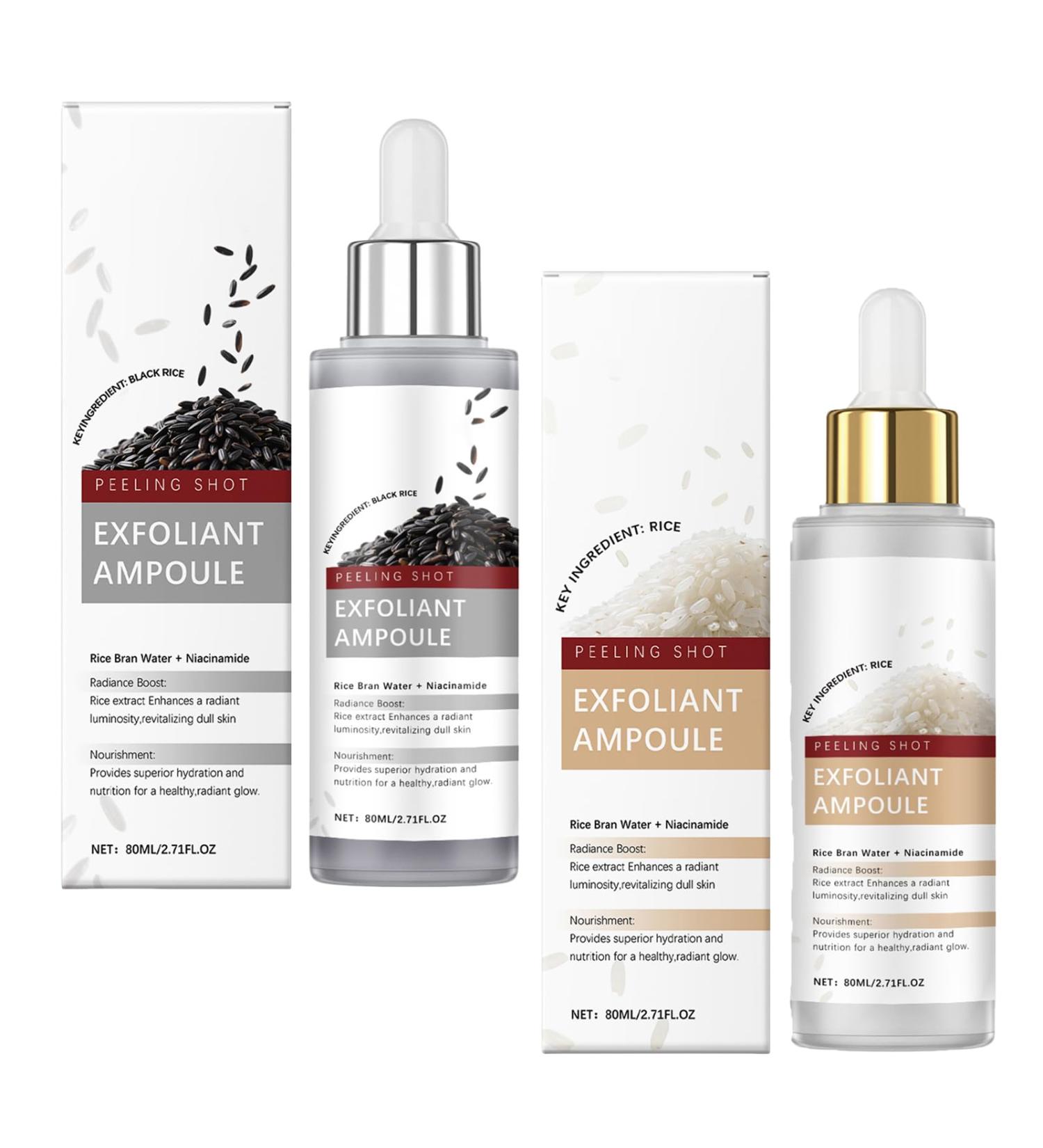 Rubu22a 2025 new black and white rice peeling upgrade peel shot glow rice ampoule duo peeling gel moisturizing ampoule for daily skin care 80 ml + 80 ml 037 g 300er Pack - Buy Online on GoSupps.com