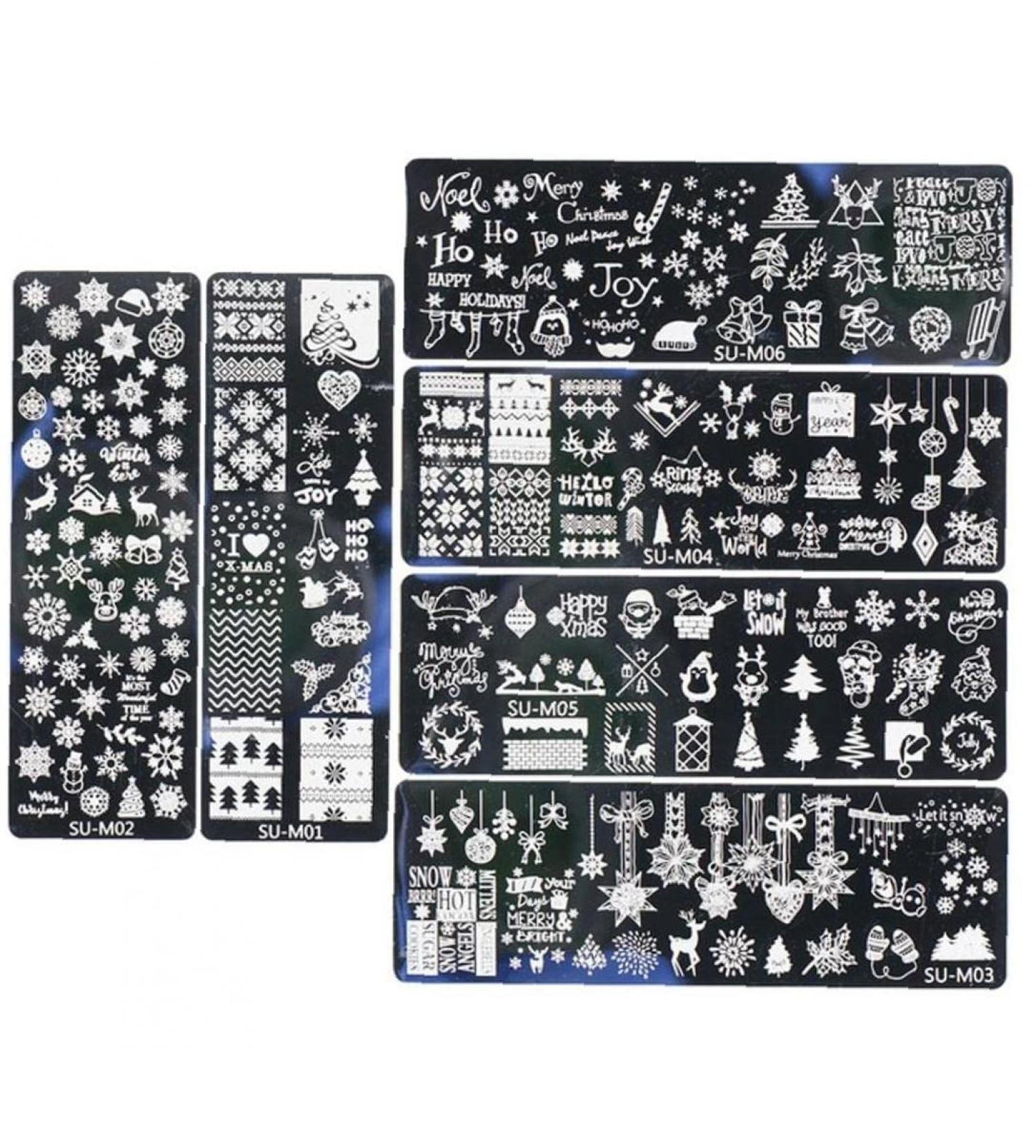 Onsinic Christmas Nail Stamper Kit - 6 Piece Art Stamping Plates with Snowflakes & Christmas Tree Images for Winter Manicure - Perfect for Women & Girls' Salon Decoration - Buy Online on GoSupps.com