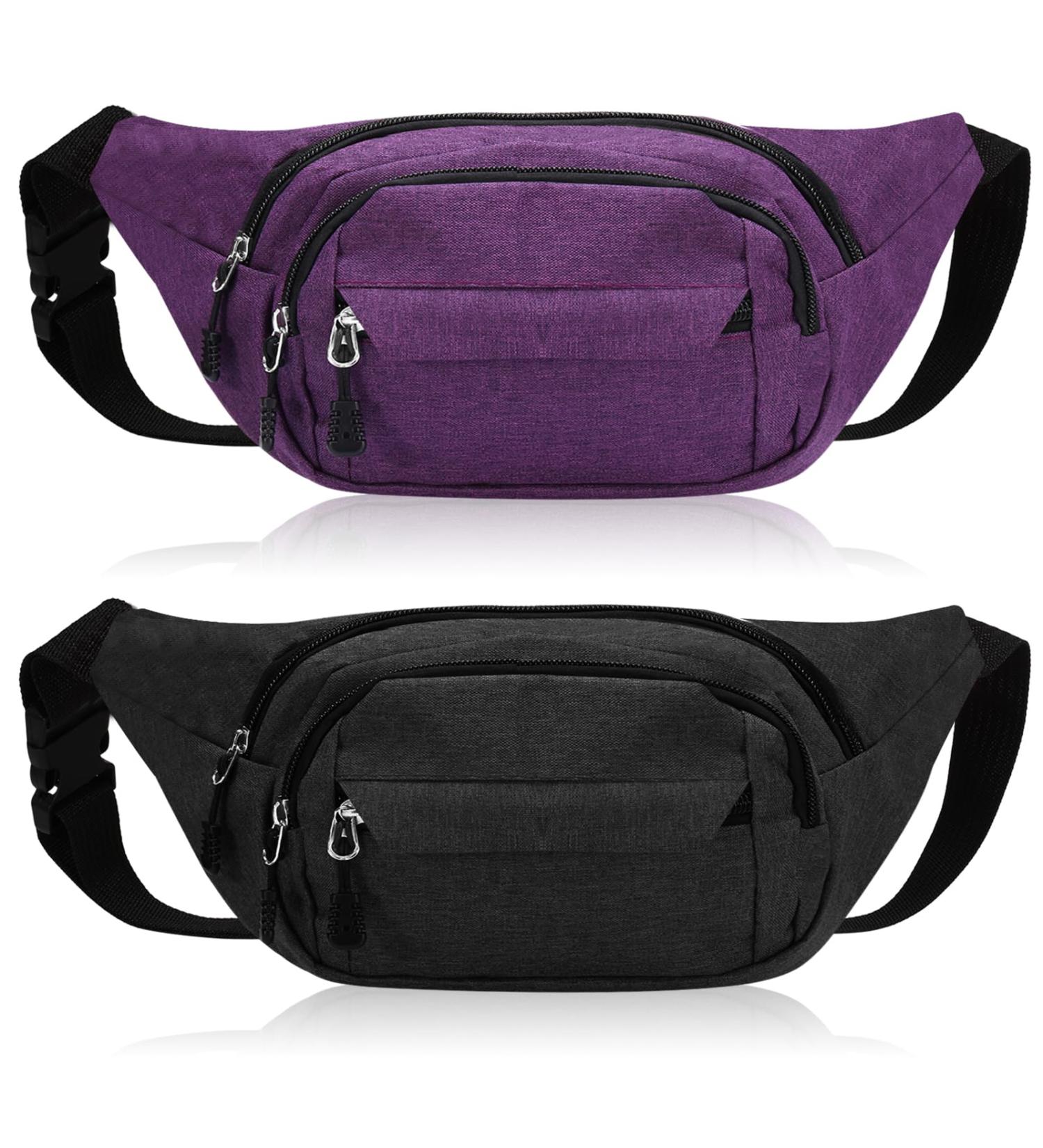 Jostift 2-Piece Waterproof Hip Bag for Men & Women | Adjustable Belt Pocket - Purple & Black | Outdoor Sports Waist Pack - Buy Online on GoSupps.com