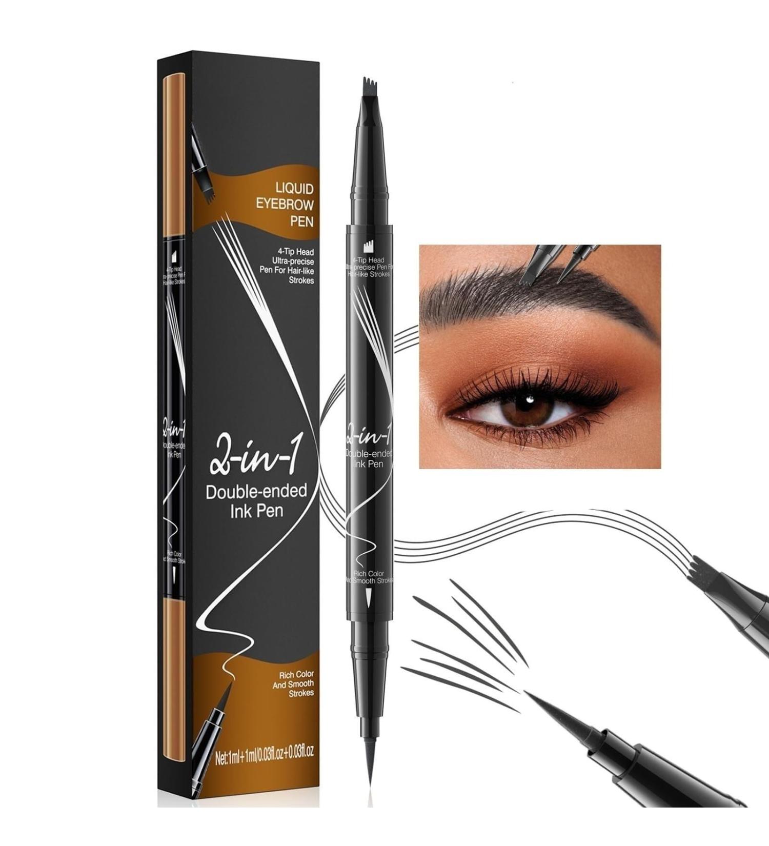 Hellokiss Liquid Eyebrow Pen Trailott Eyebrow Pen Hellokiss Liquid Eyebrow Pen 4 Tips 2-in-1 Microblading Eyebrow Pencil Waterproof Double Head Liquid Eyebrow Pencil for Natural Makeup All Day(Gra - Buy Online on GoSupps.com