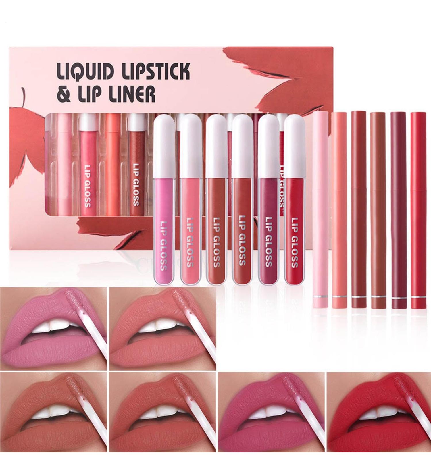  Generisch Set of 6 lip pencils and 6 lipsticks - Luxury liquid lipstick - Long-lasting - 6 lip pencils + 6 lipsticks - Buy Online on GoSupps.com
