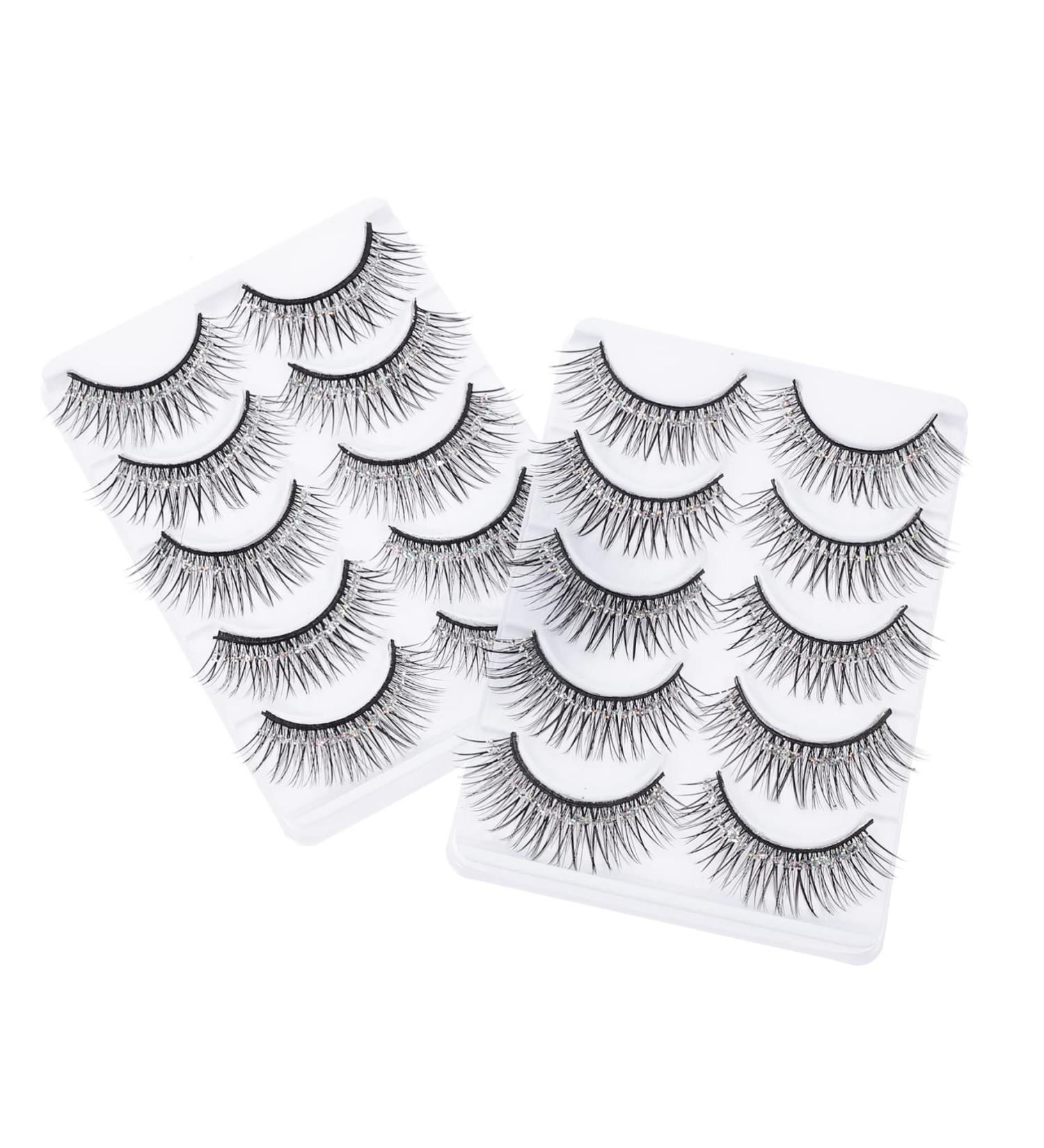 FOMIYES 10 Pairs eyelashes long extension eyeslash natural eye lashes christmas eye lashes halloween makeup supplies fluffy eyeslash faux lashes fiber silver powder 3d make up - Buy Online on GoSupps.com