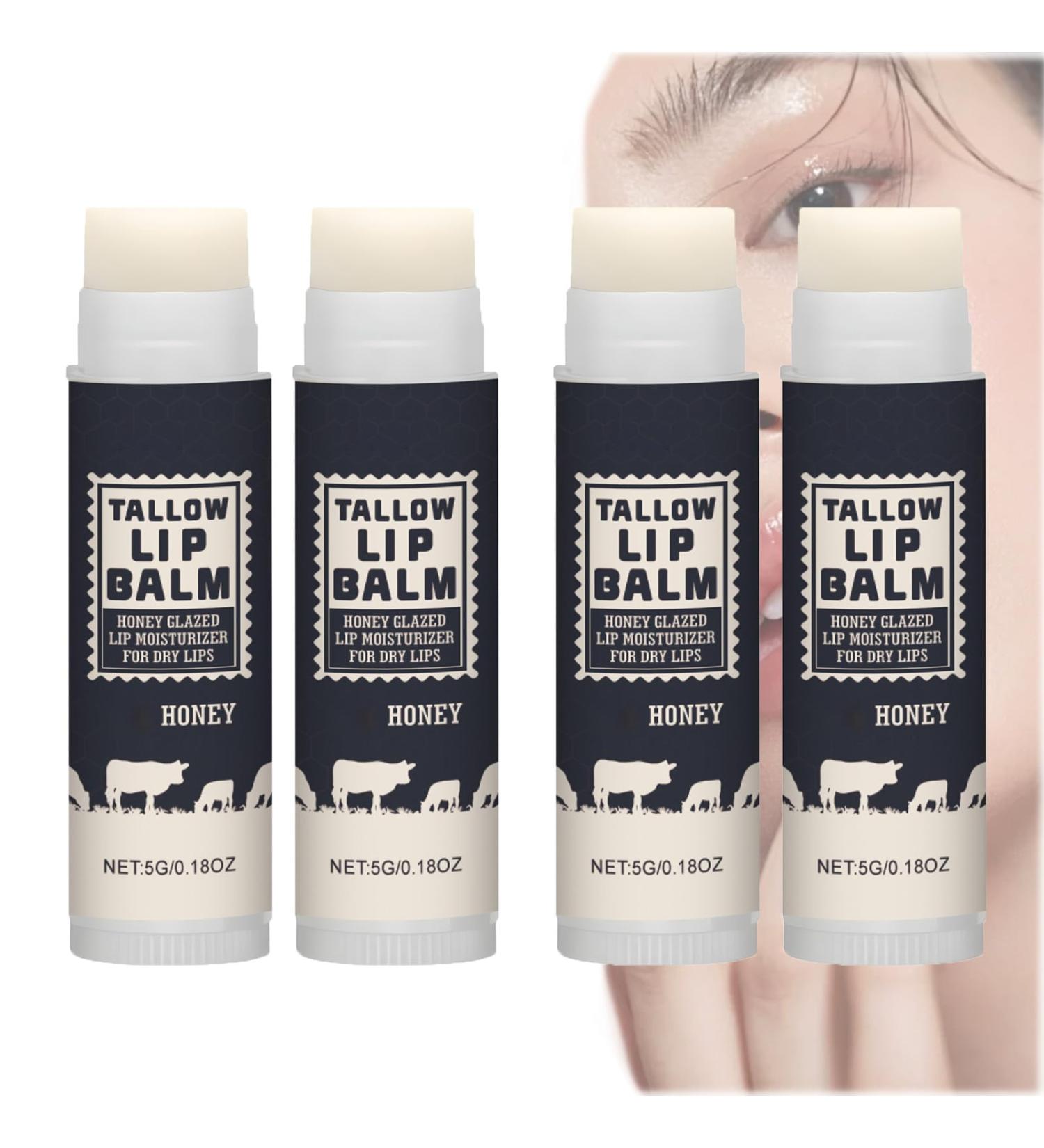  ZLHHRZJX Beef Tallow Lip Balm Moisturizing Balm for Dry Lips Lip Repair Treatment Balm Lasting Moisturizing Soothing and Durable L-Ip Lightweight Texture (4 Pack) - Buy Online on GoSupps.com